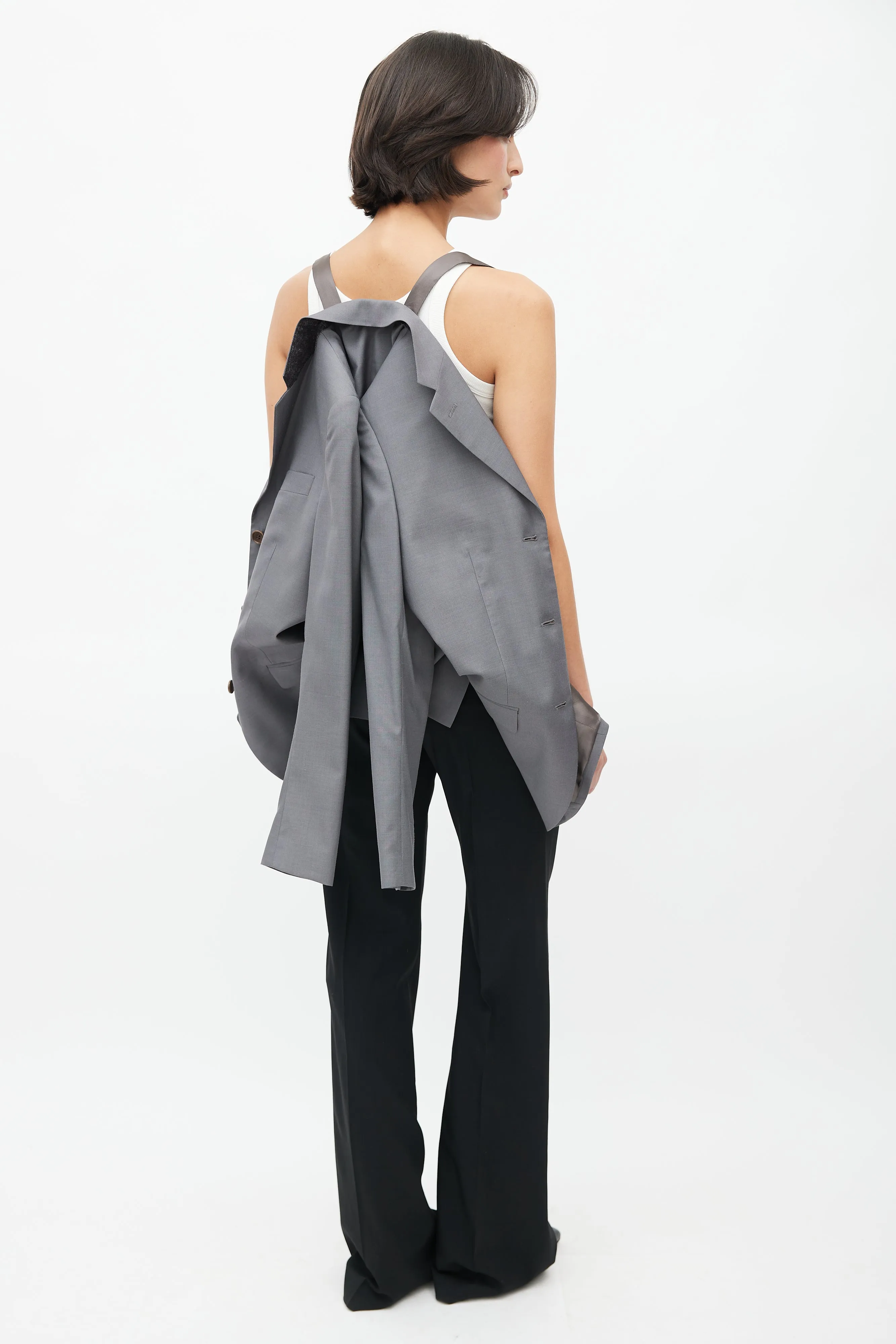 1990's Criss Cross Strap Wool Blazer