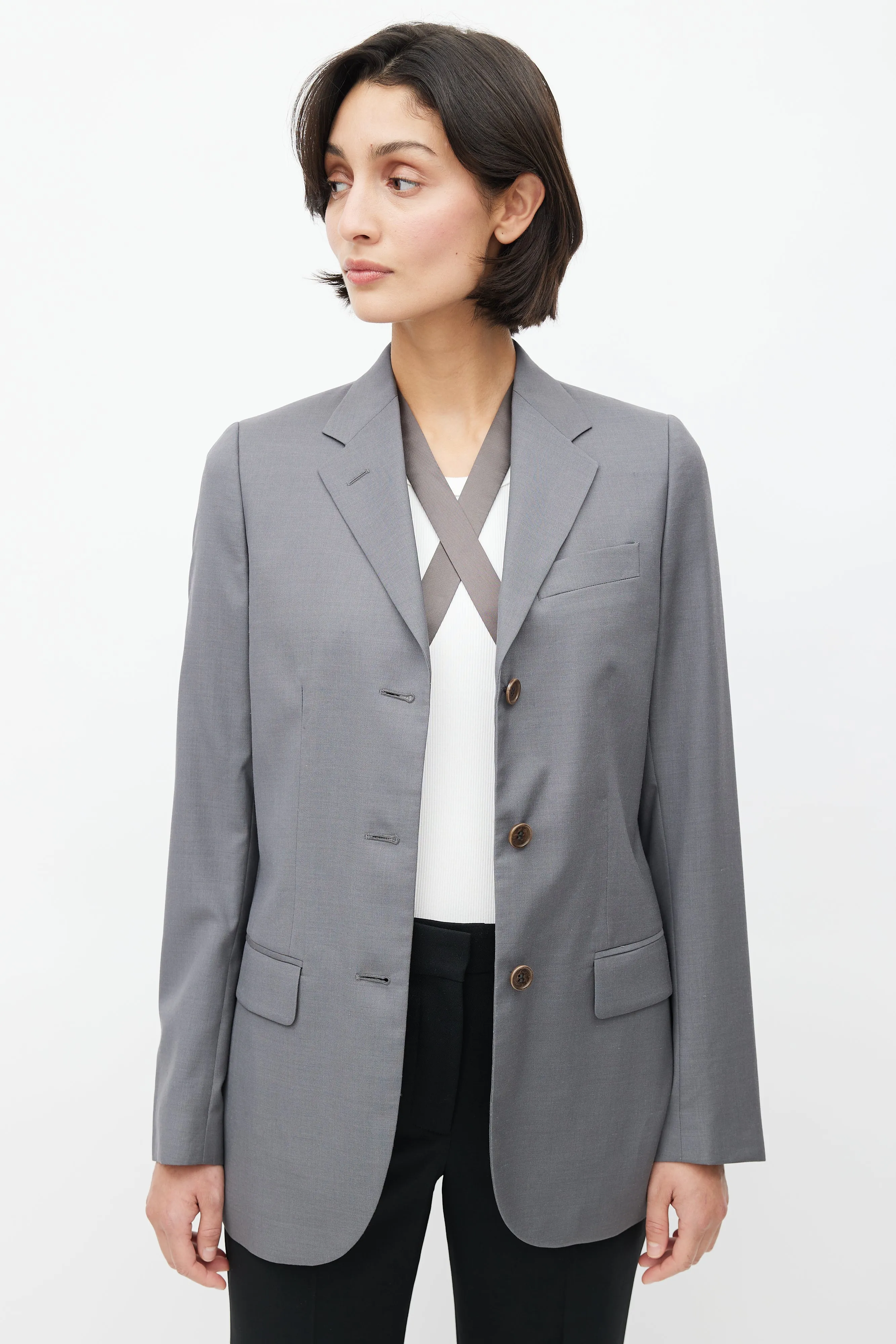 1990's Criss Cross Strap Wool Blazer