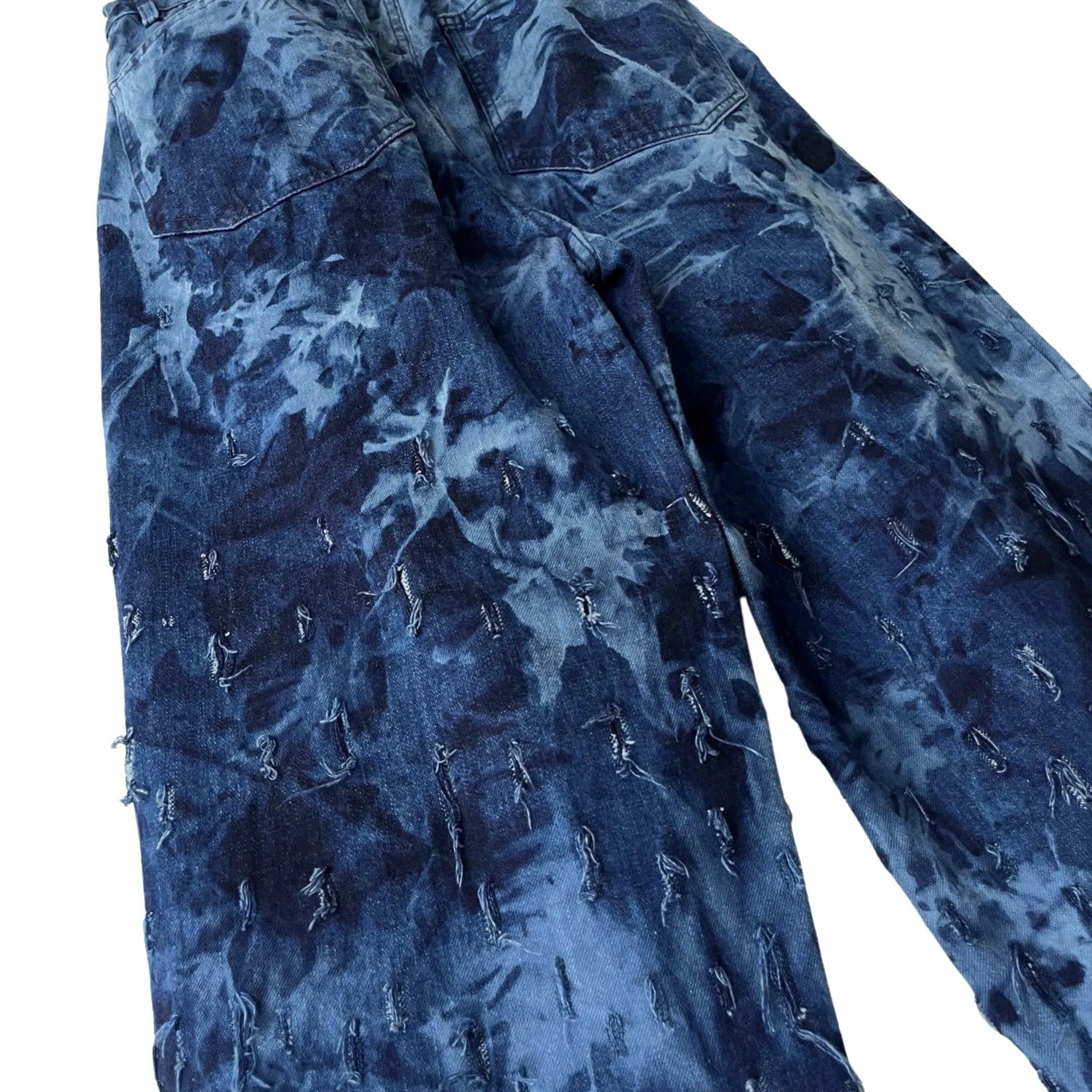 2-Piece Distressed Denim Set (Pullover & Pants) in Maritime / MEDIUM (or slim Large)
