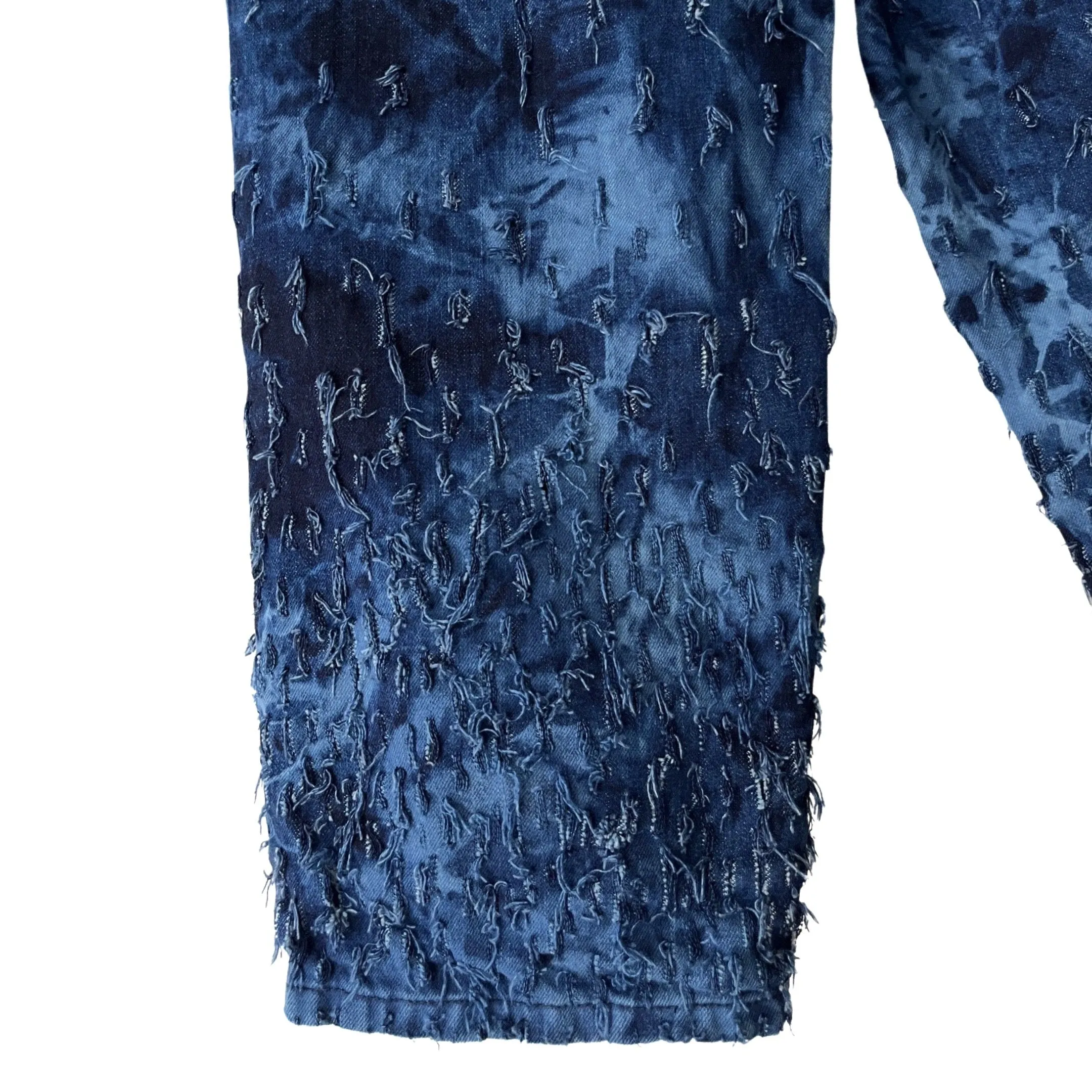 2-Piece Distressed Denim Set (Pullover & Pants) in Maritime / MEDIUM (or slim Large)
