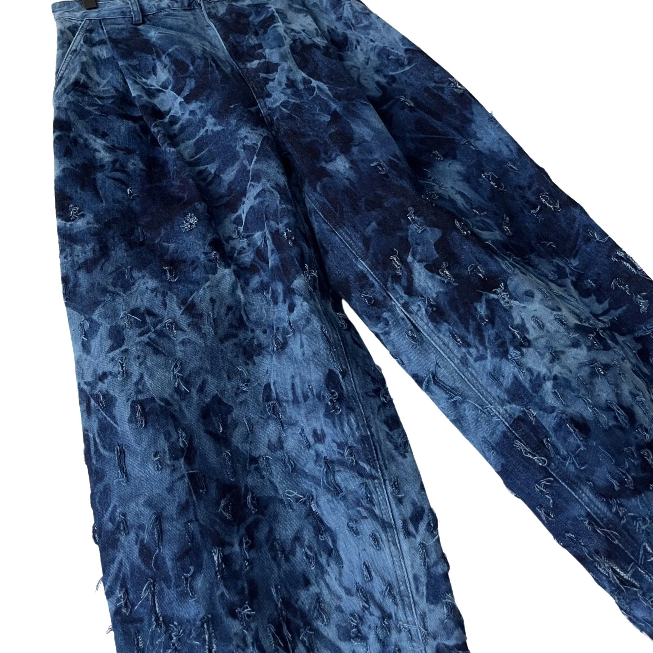 2-Piece Distressed Denim Set (Pullover & Pants) in Maritime / MEDIUM (or slim Large)