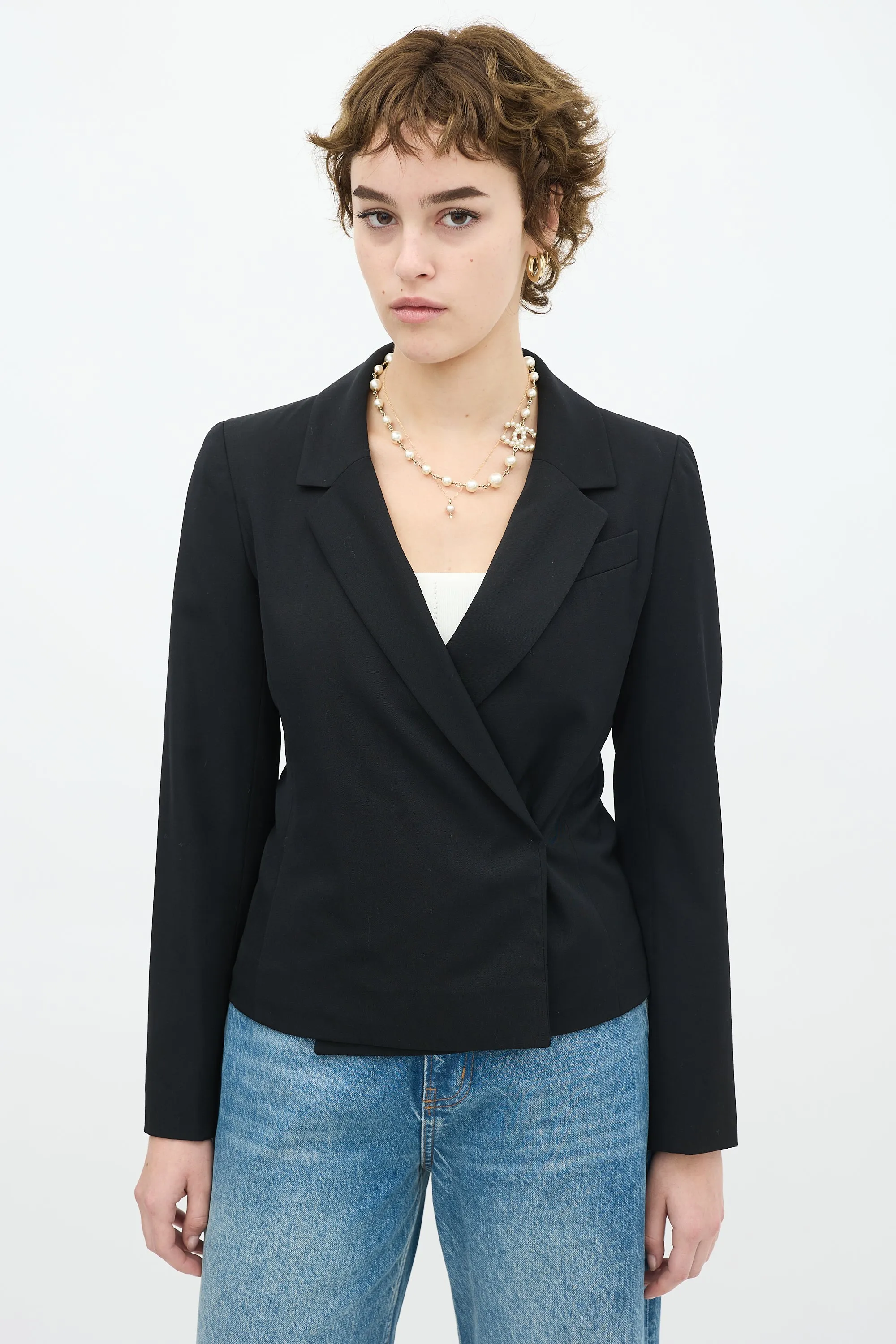 2000 Wool Wrap Front Blazer