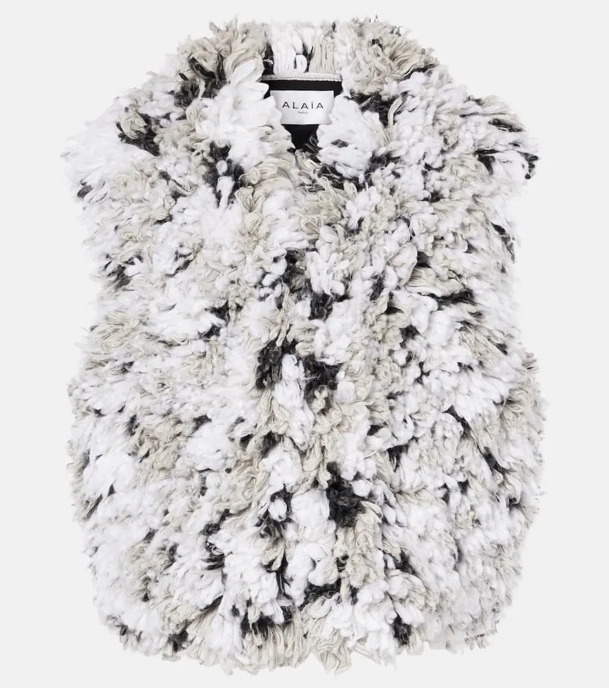Alaia Lynx faux shearling jacquard vest