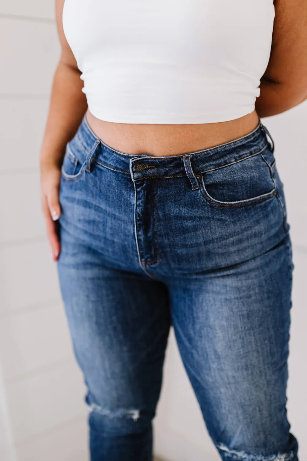 Amber Full Size Run High-Waisted Distressed Skinny Jeans