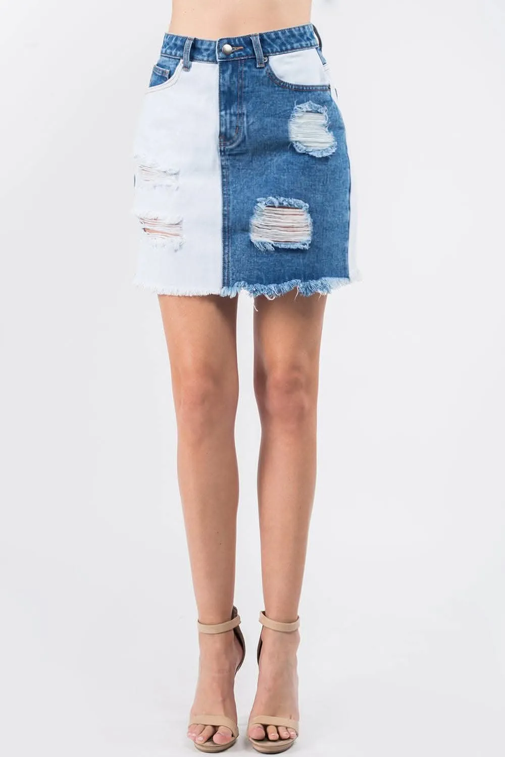 American Bazi frayed denim skirt
