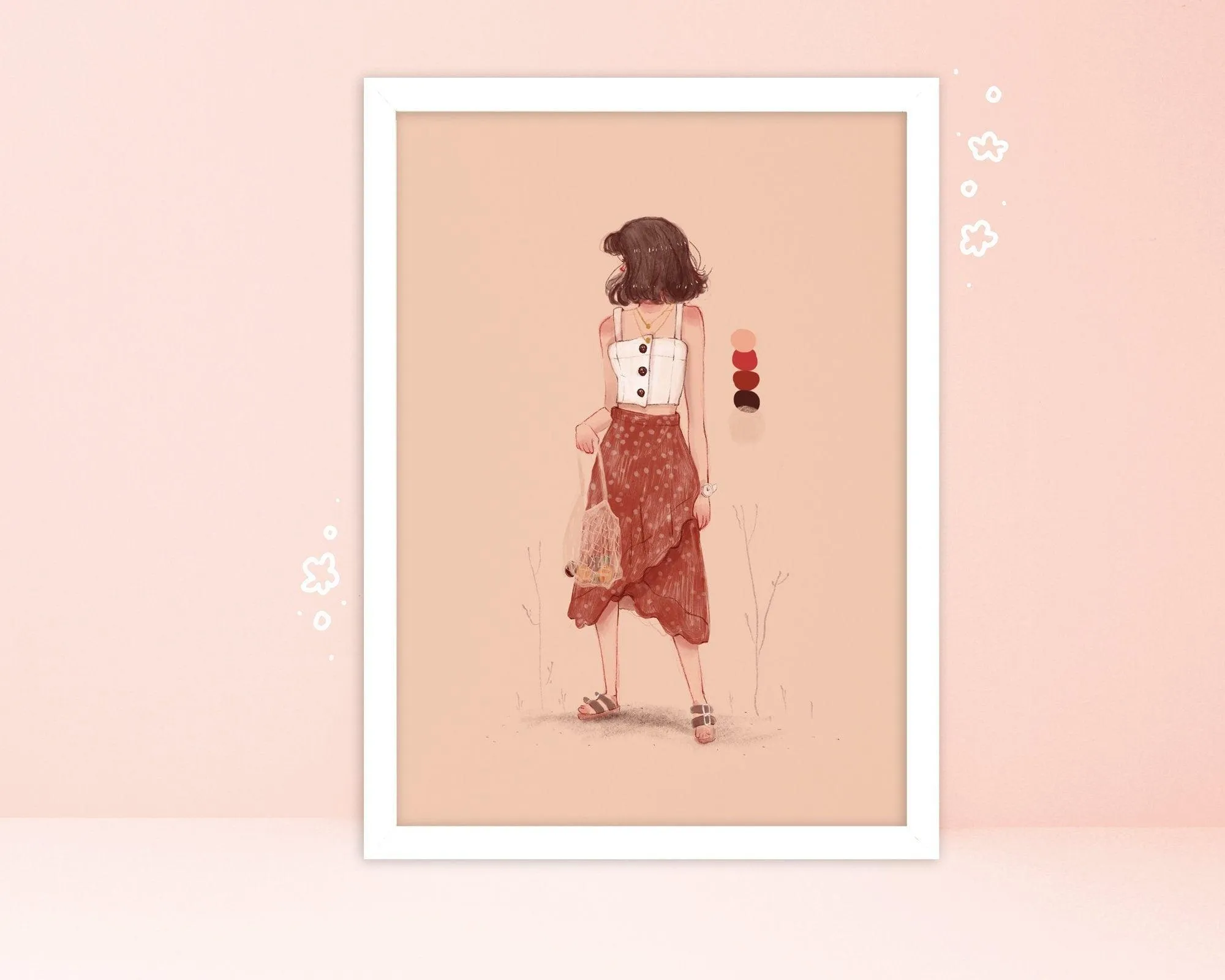 Beige Fashion Art Print | Minimalist Girl Illustration | Neutral Tones Wall Art | Aesthetic Home Decor Poster