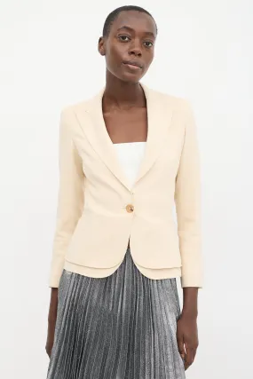 Beige Wool Peak Lapel Blazer