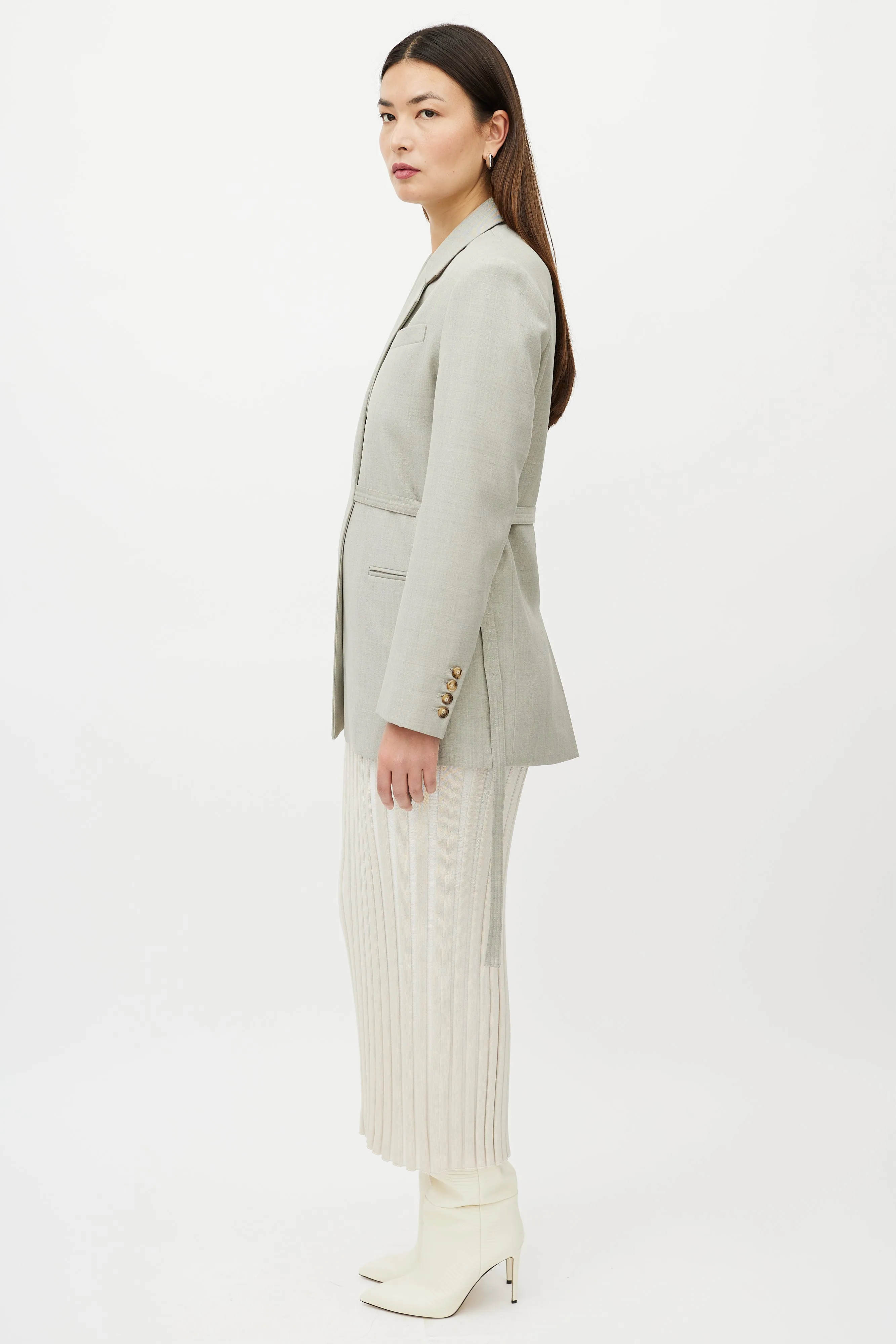 Beige Wool Wrap Blazer