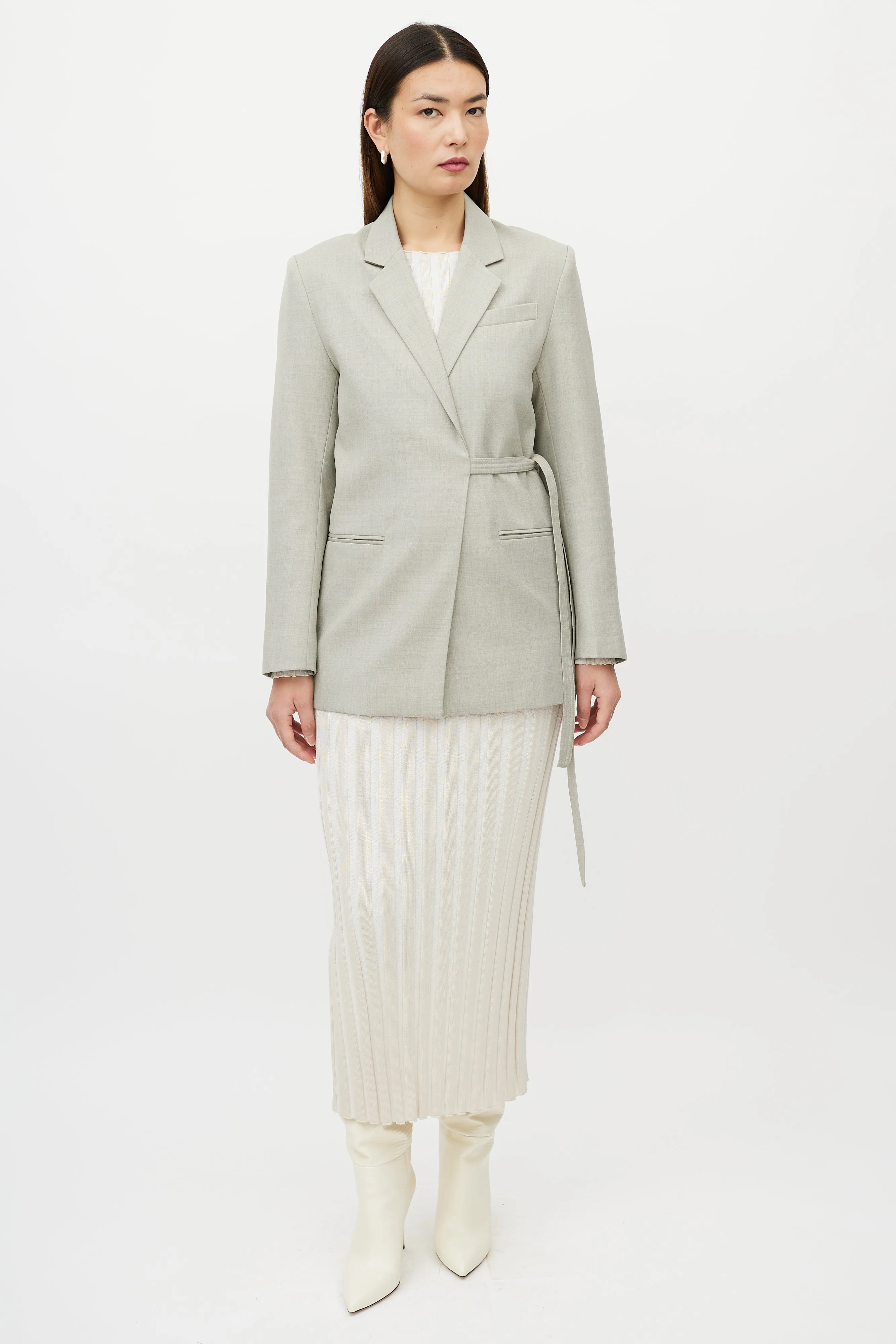 Beige Wool Wrap Blazer