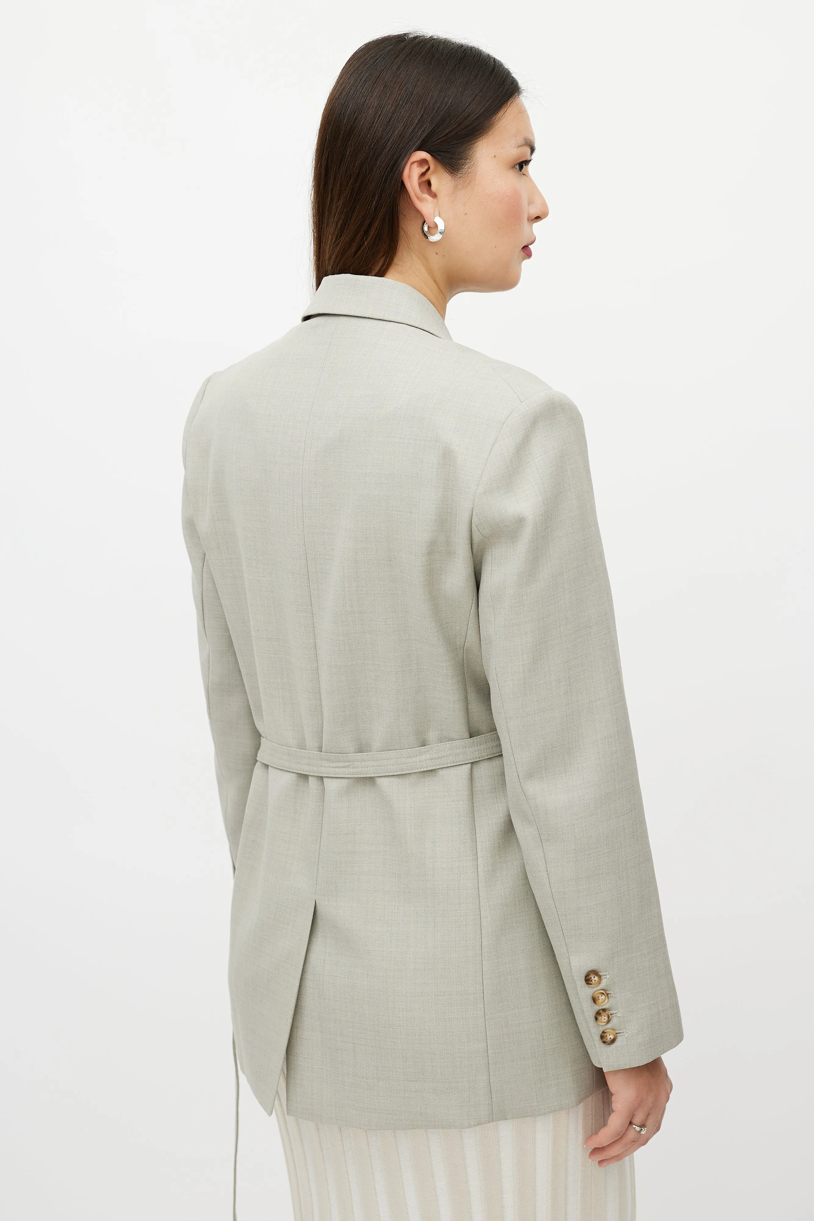 Beige Wool Wrap Blazer