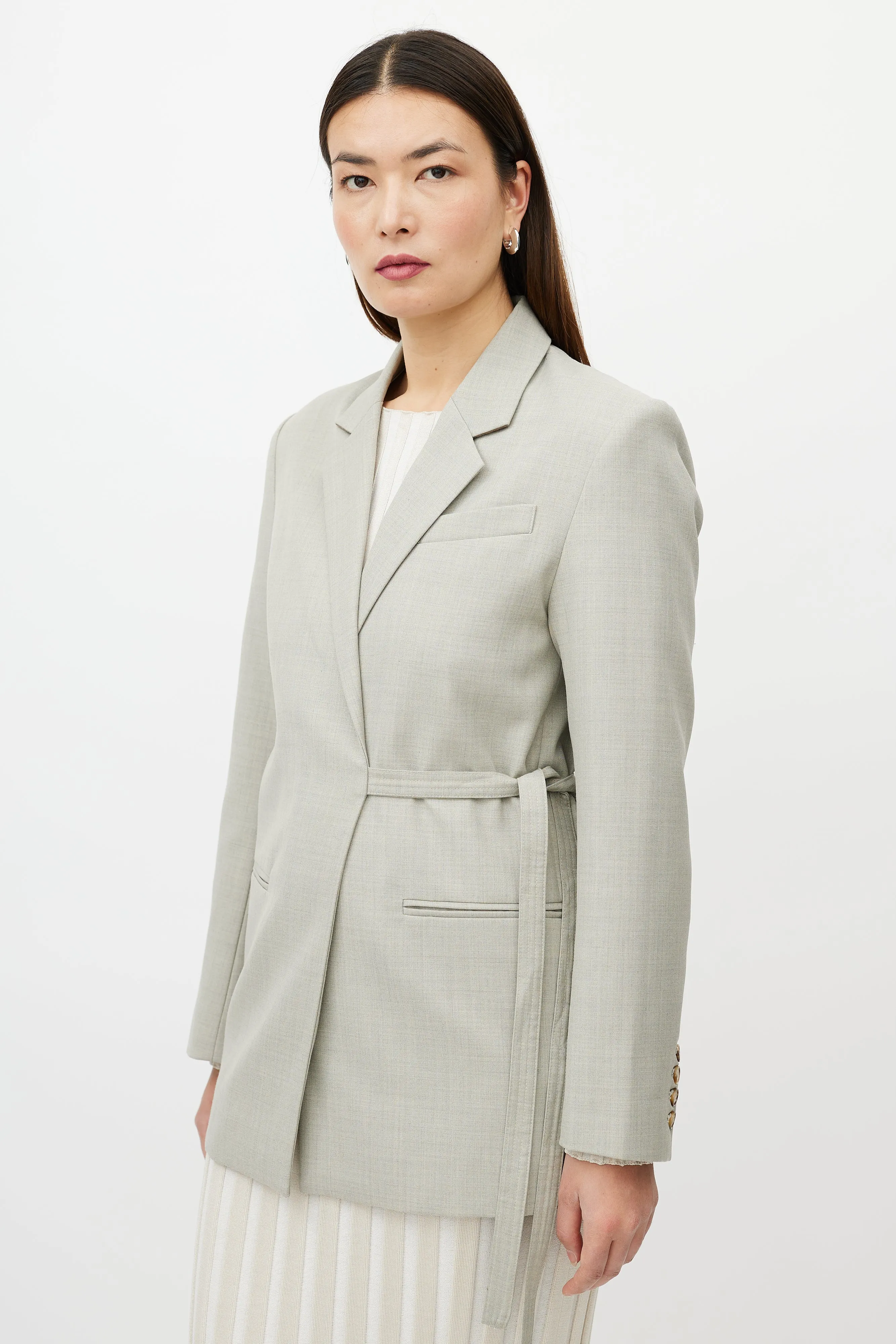 Beige Wool Wrap Blazer
