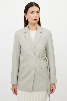 Beige Wool Wrap Blazer