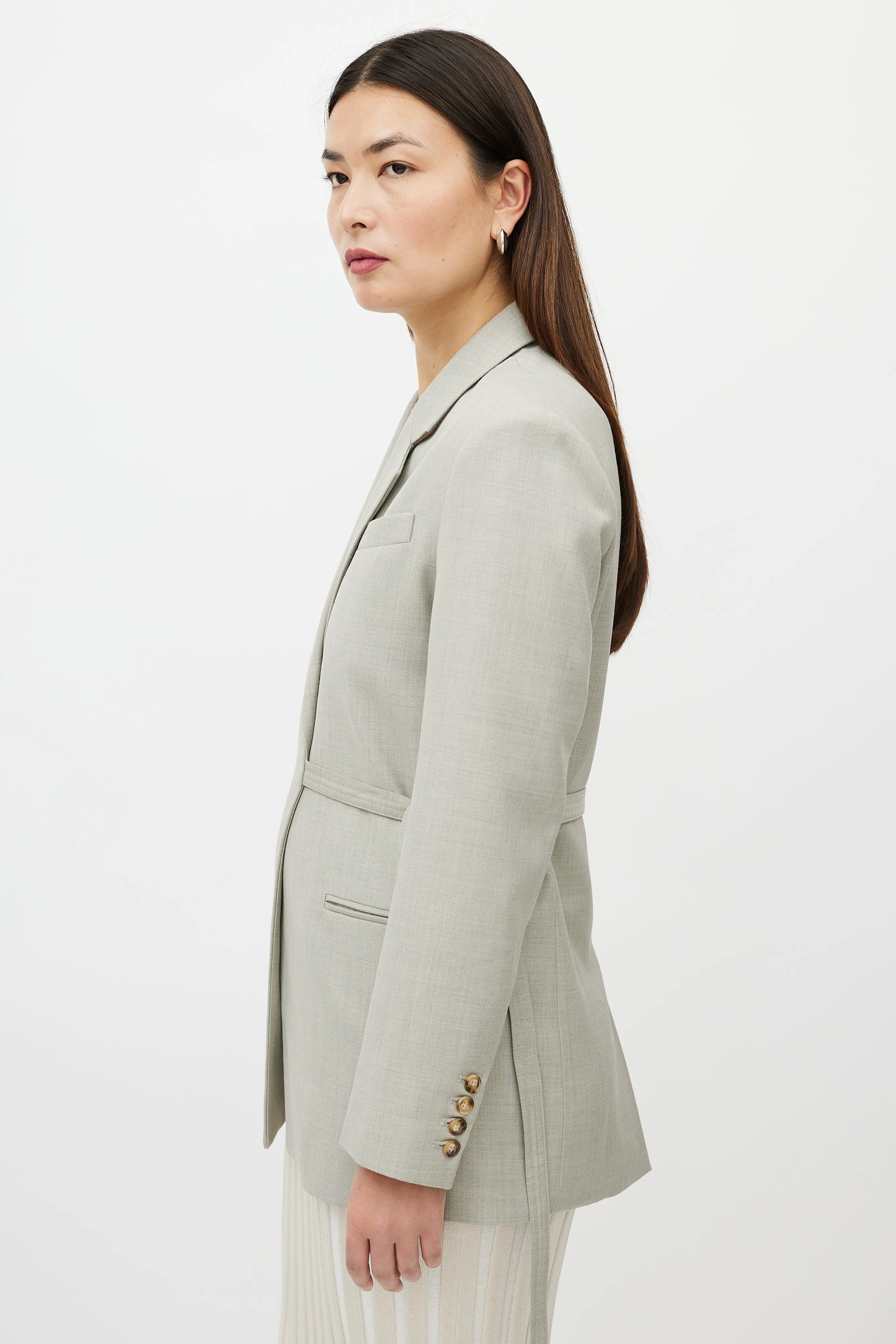 Beige Wool Wrap Blazer