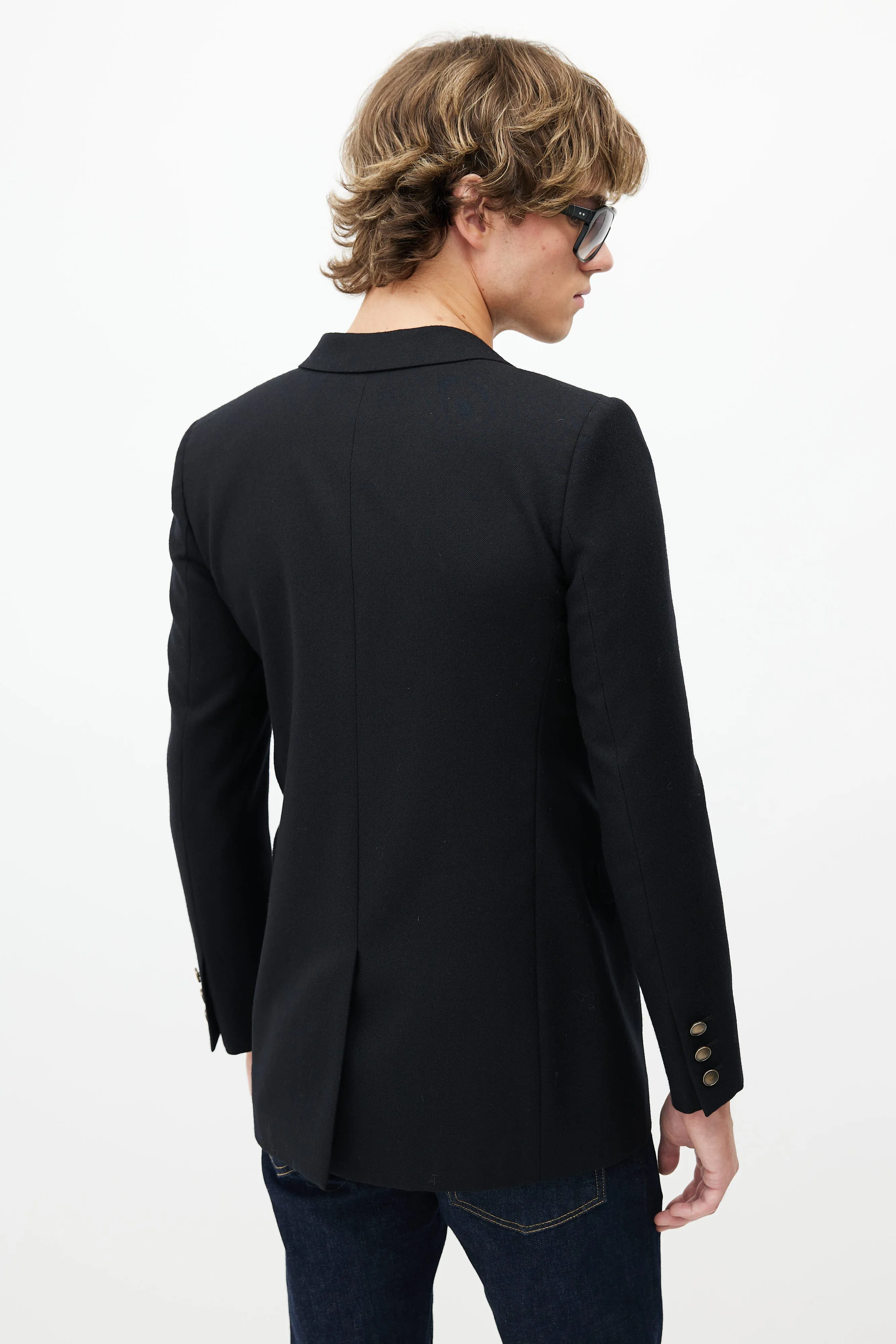 Black Wool & Gold Buttons Blazer