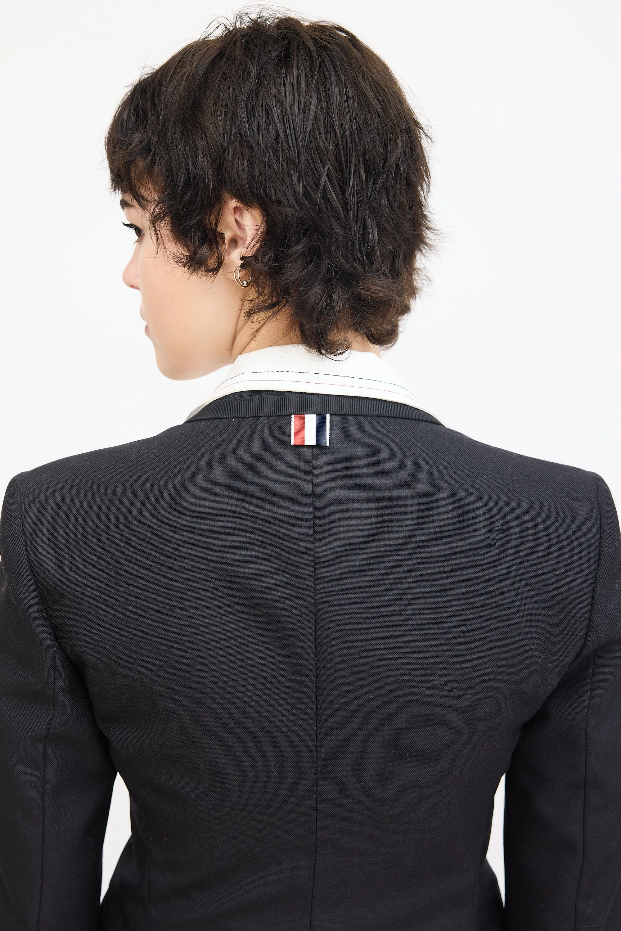Black Wool & Mohair Grosgrain Trim Blazer