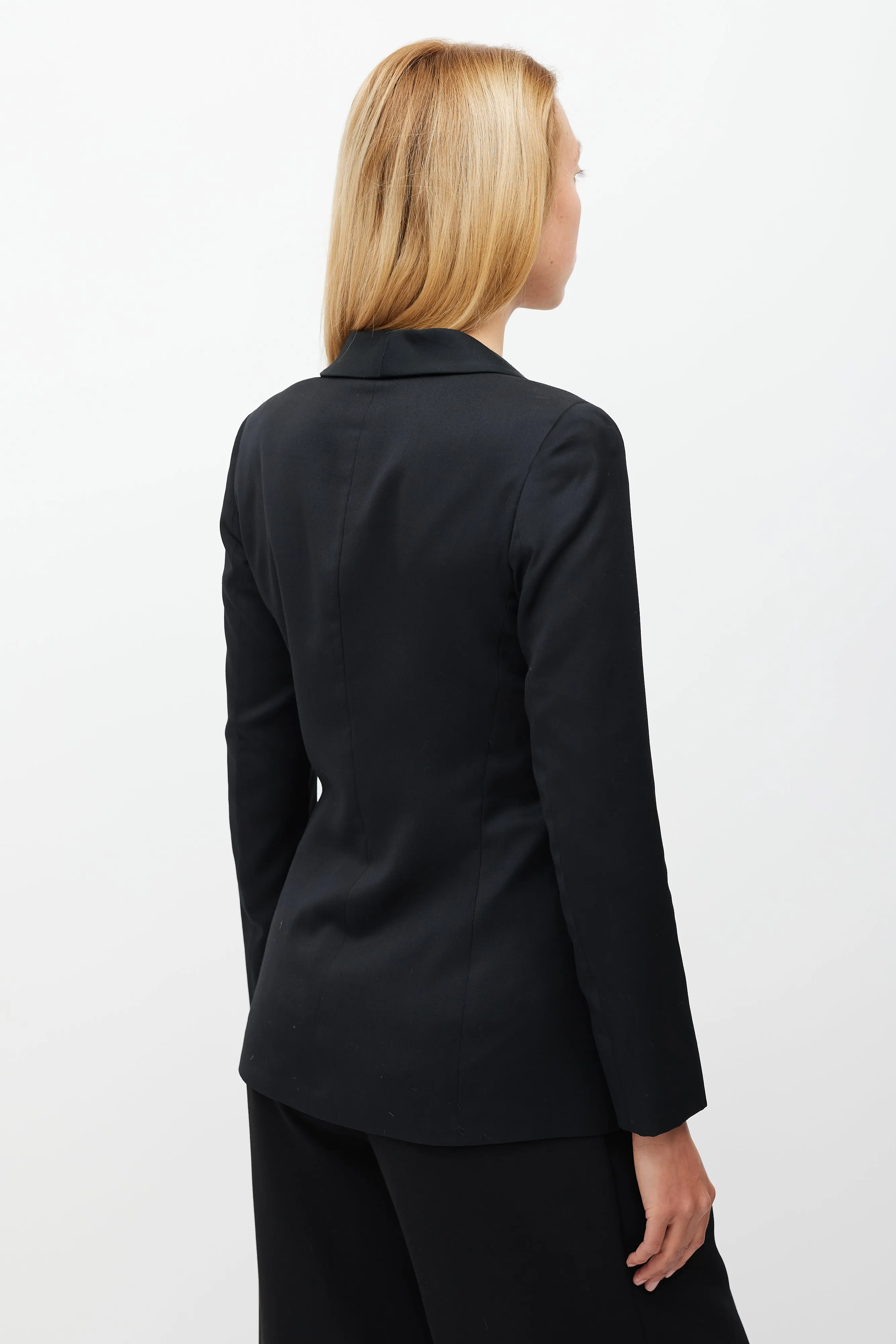 Black Wool & Satin Shawl Collar Blazer