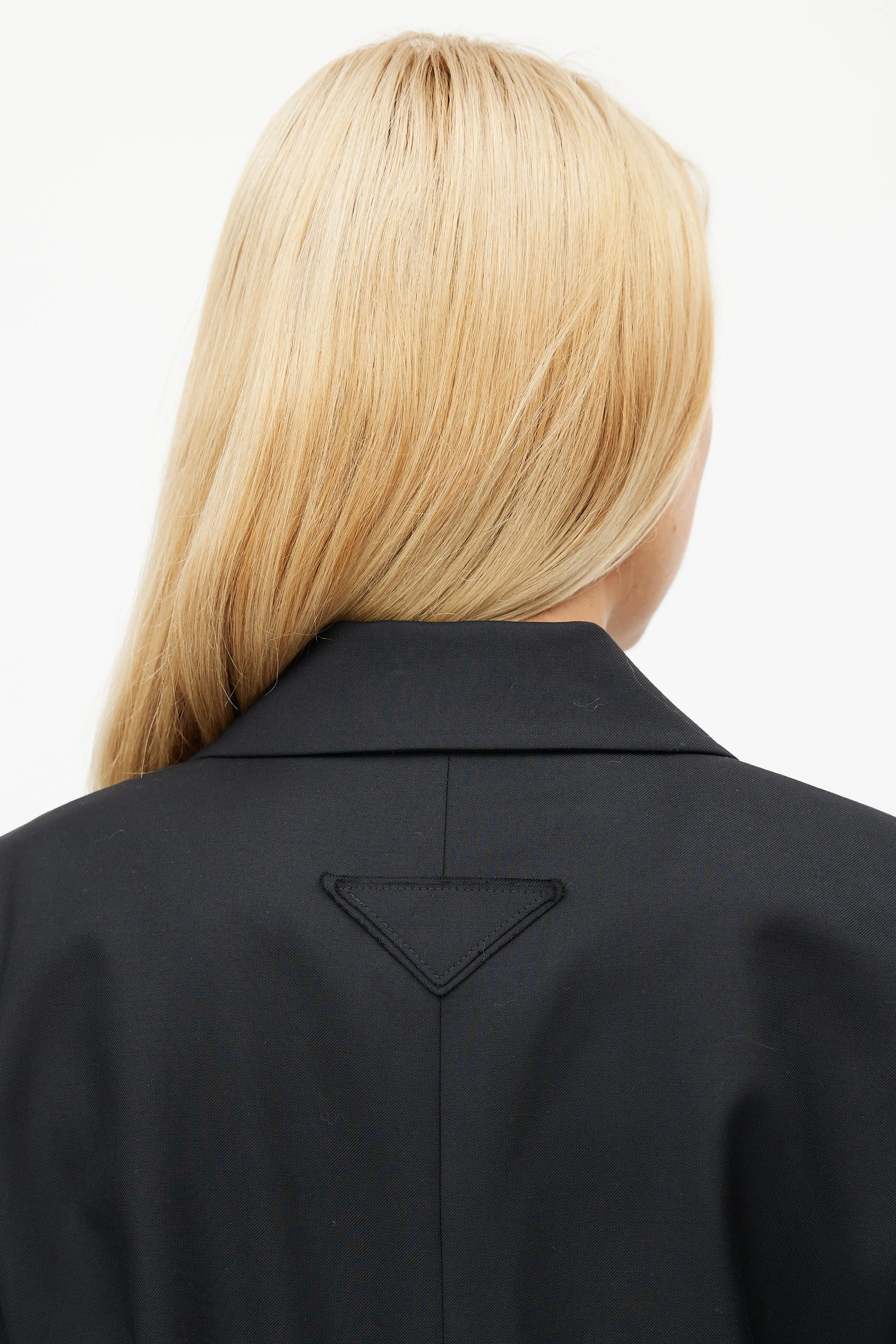 Black Wool Drawstring Blazer