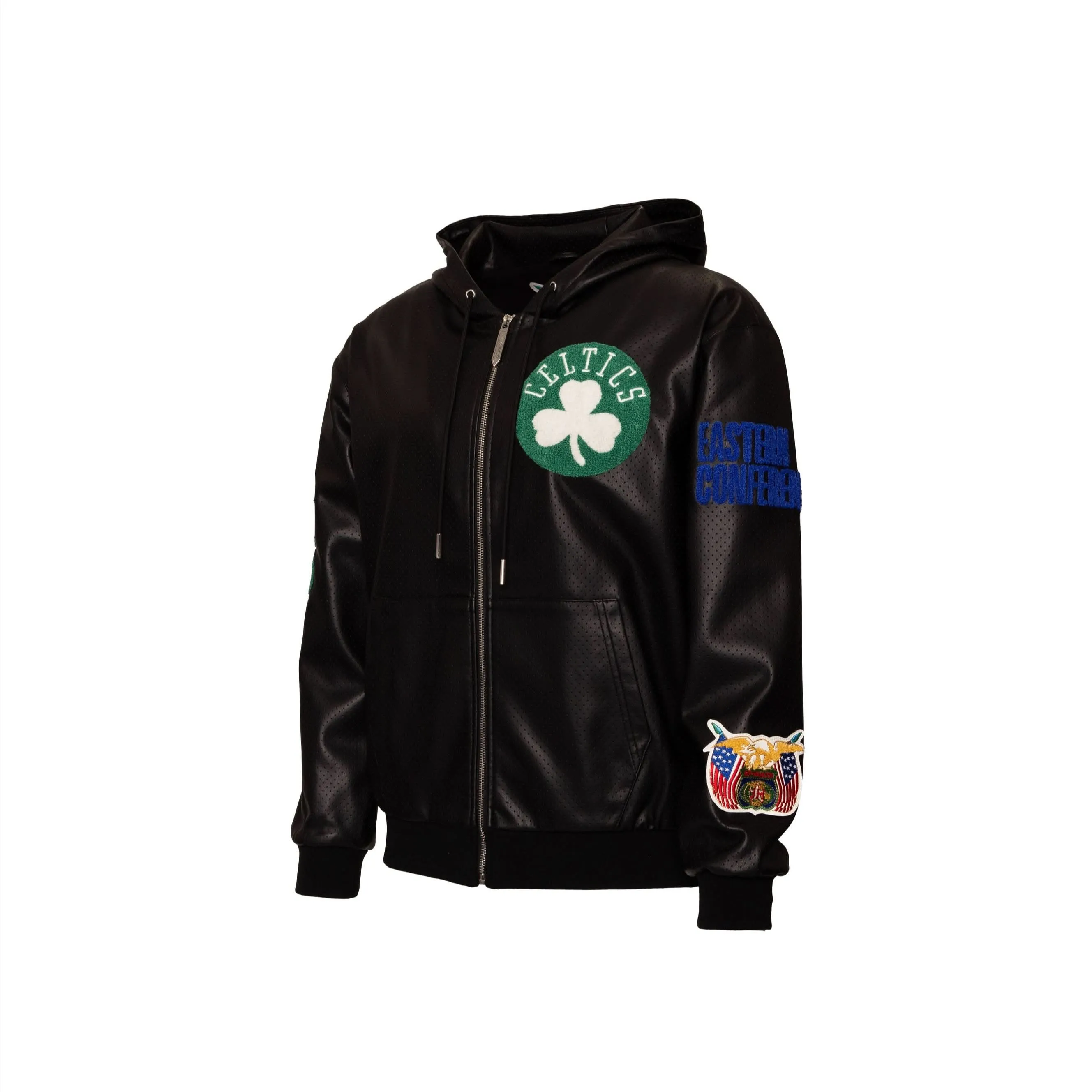 BOSTON CELTICS 1946 LIGHTWEIGHT VEGAN ZIP-UP HOODED JACKET Black