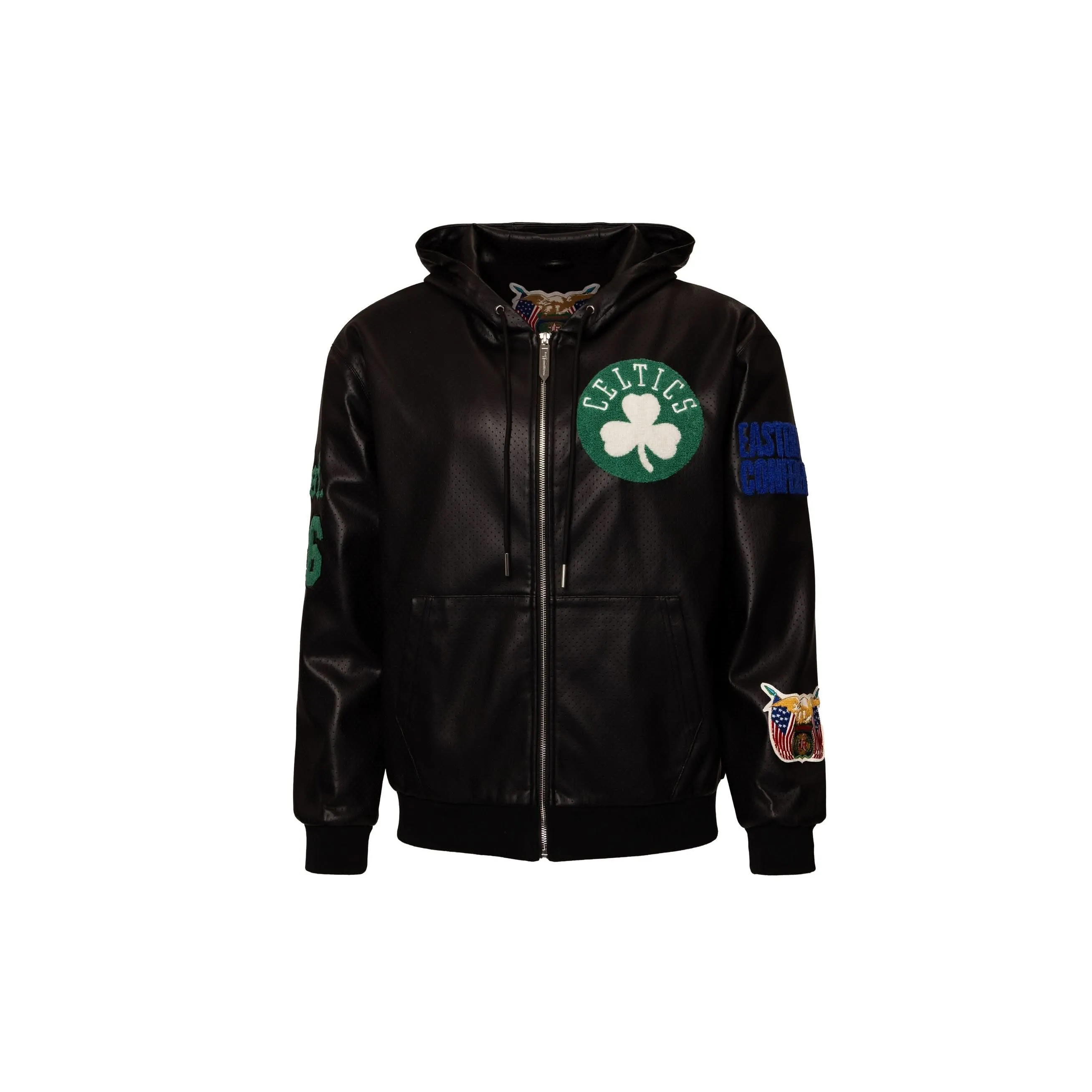BOSTON CELTICS 1946 LIGHTWEIGHT VEGAN ZIP-UP HOODED JACKET Black