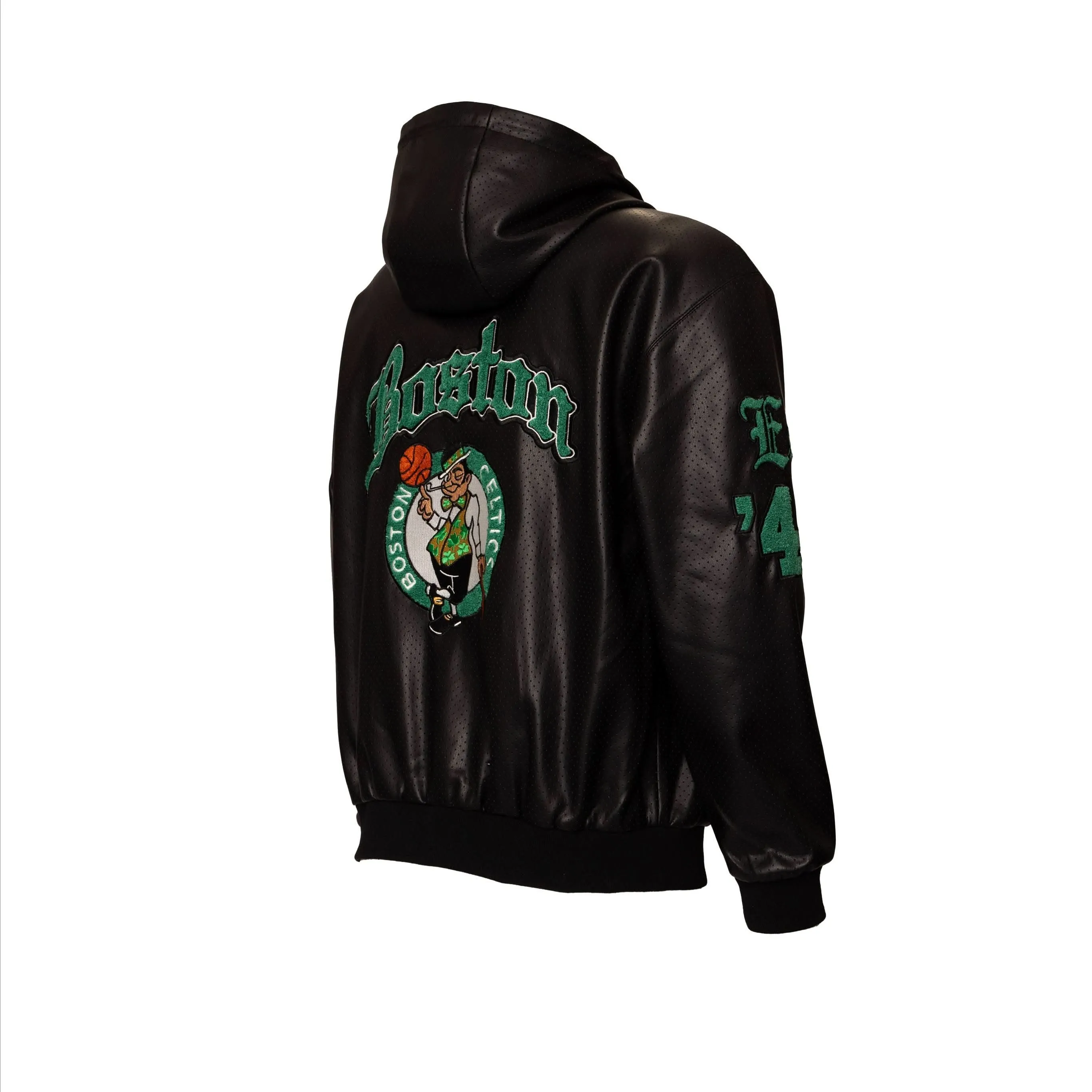 BOSTON CELTICS 1946 LIGHTWEIGHT VEGAN ZIP-UP HOODED JACKET Black
