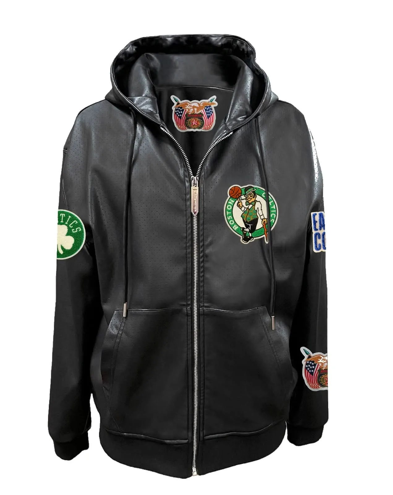 BOSTON CELTICS LIGHTWEIGHT VEGAN ZIP-UP HOODED JACKET