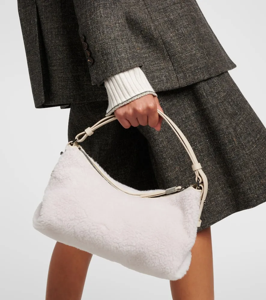 Brunello Cucinelli Faux shearling shoulder bag