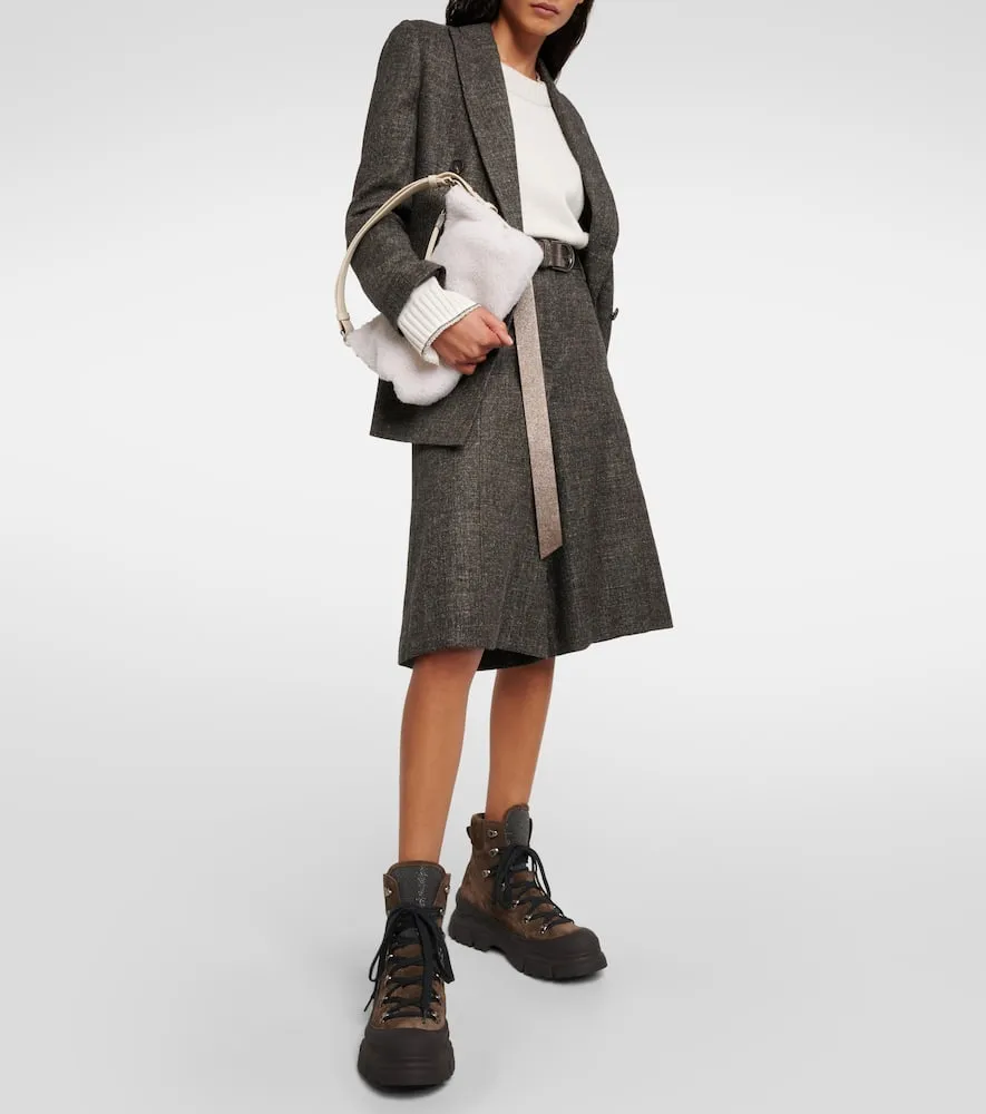 Brunello Cucinelli Faux shearling shoulder bag