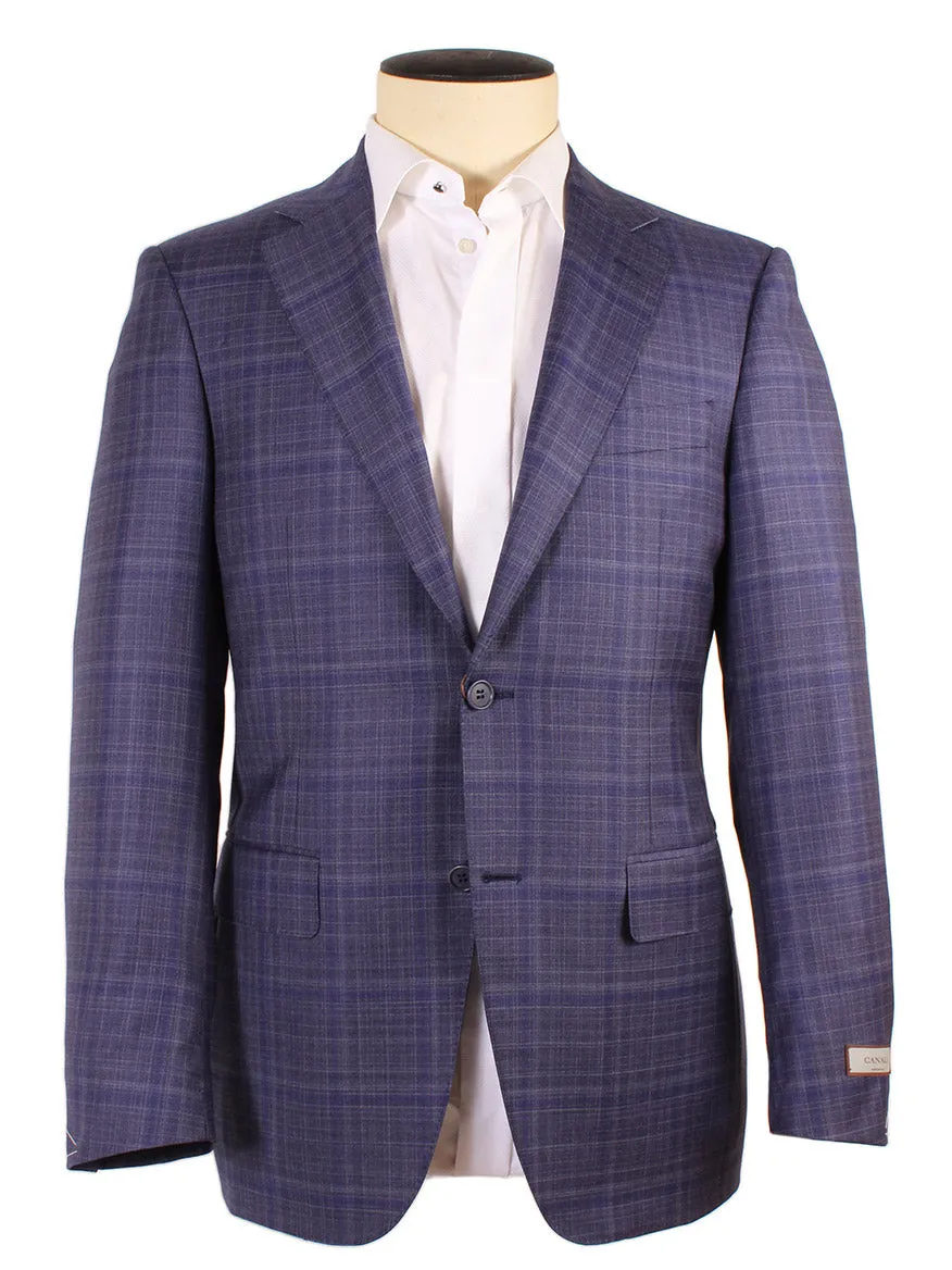 Canali Super 130s Wool Sport Jacket in Violet Tonal Plaid