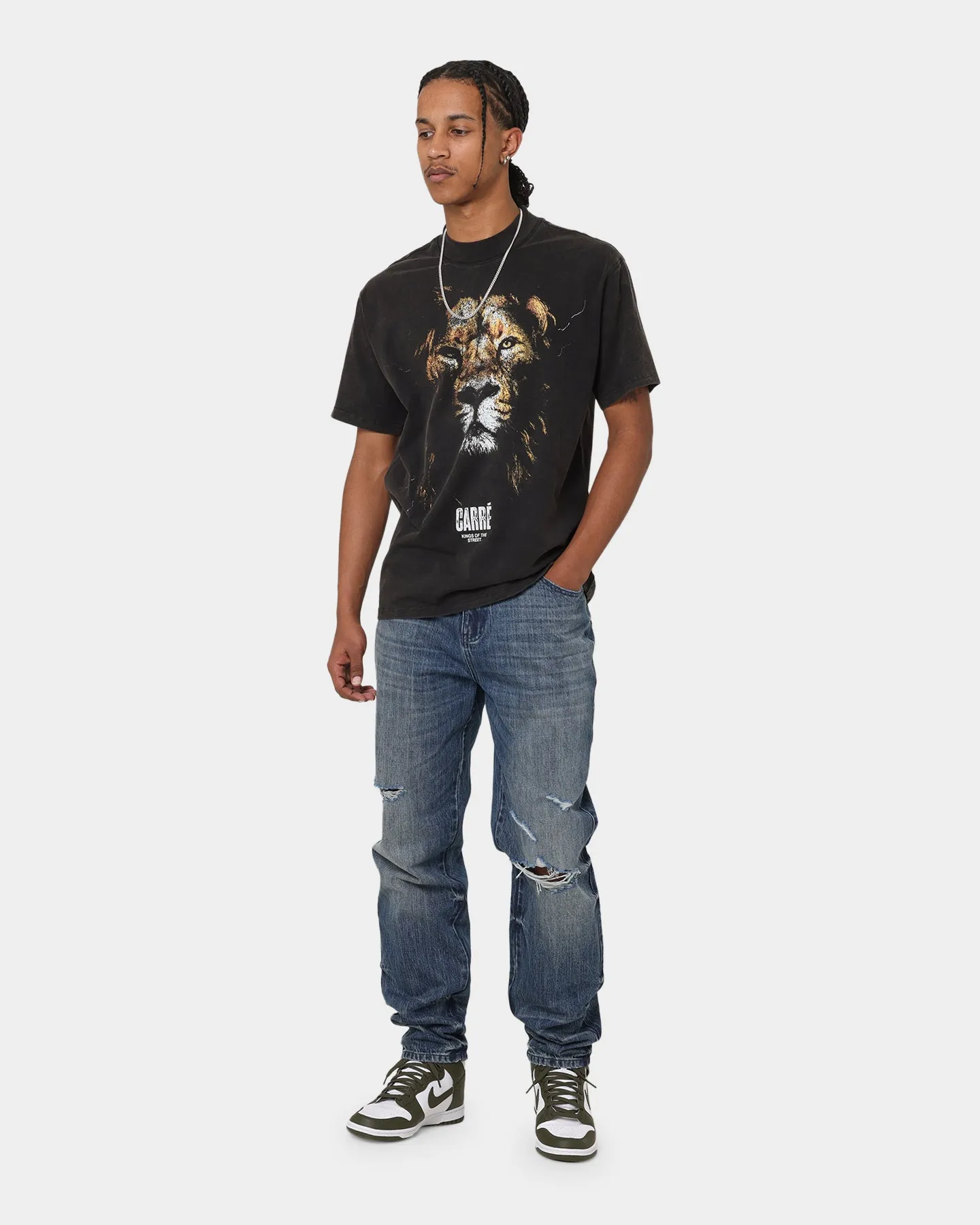 Carré Bouffant Distressed Jeans Vintage Blue