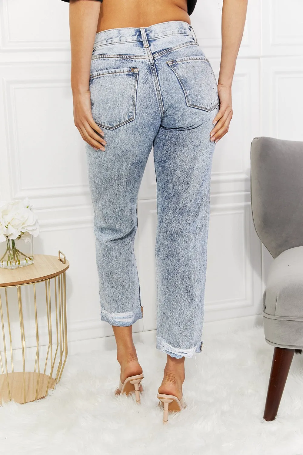 Distressed Straight Jeans