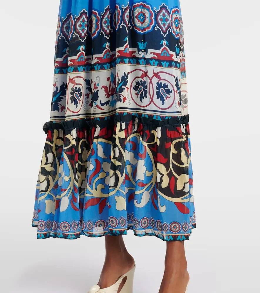 Farm Rio Anika Tiles balloon-sleeve maxi dress