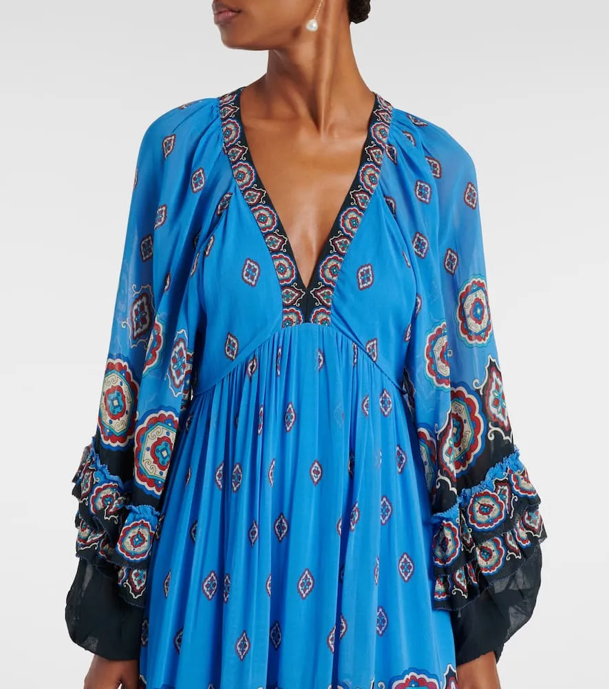 Farm Rio Anika Tiles balloon-sleeve maxi dress