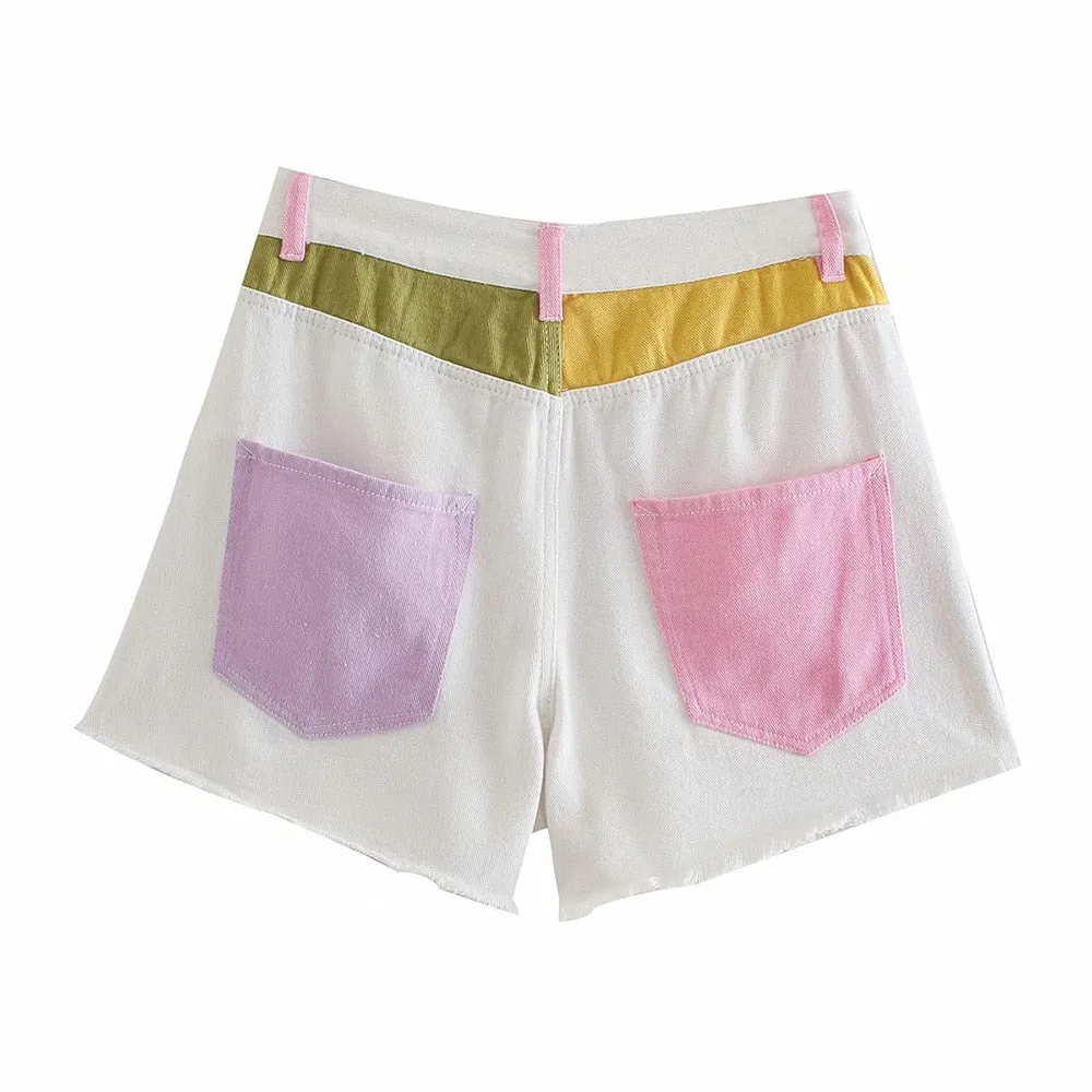 FRAYED TASSEL DENIM SHORTS