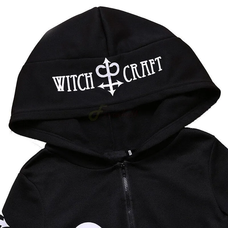 Gothic Zip Up Print Hoodie