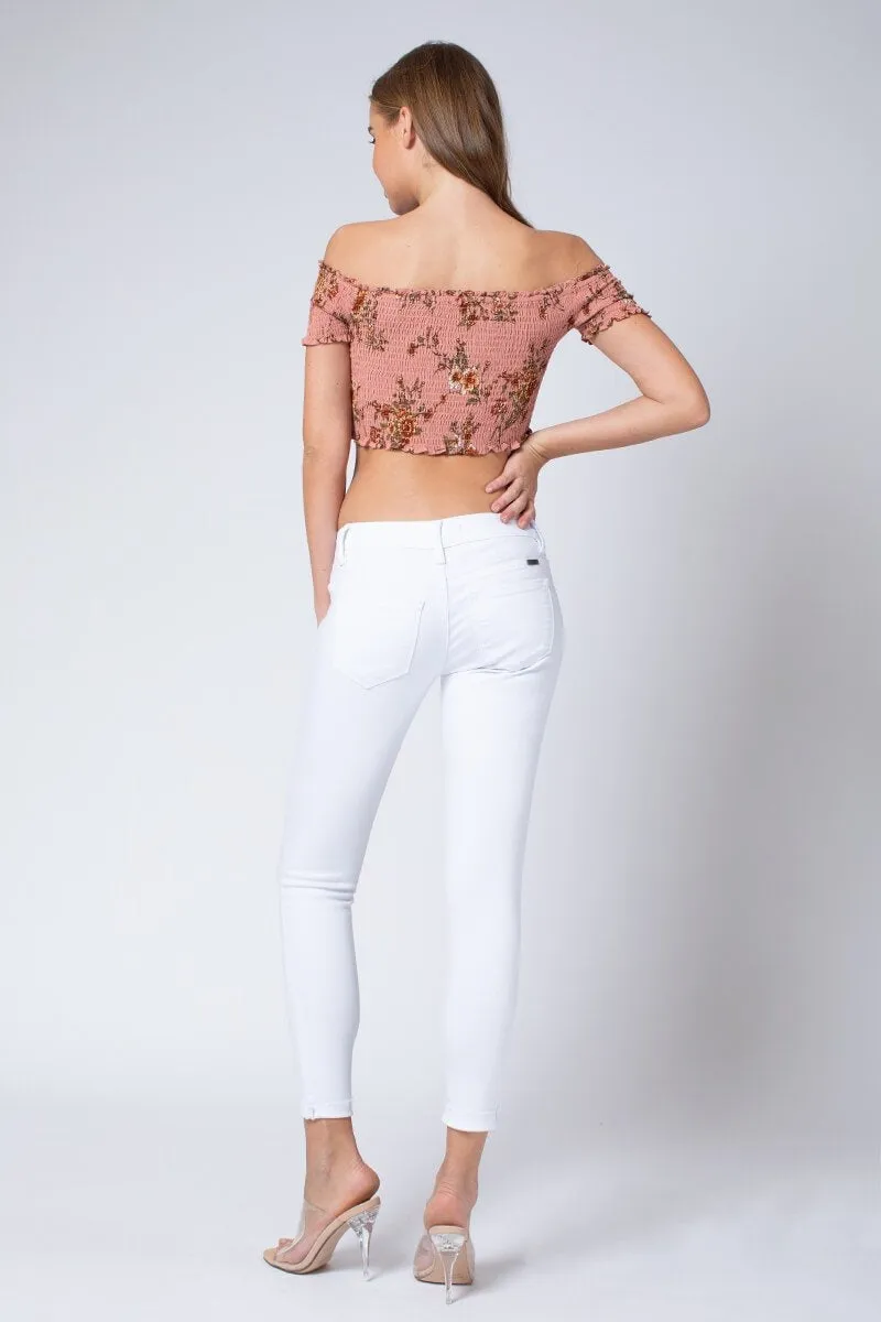 Kancan - Women's Low Rise Ankle Skinny Jeans - Distressed - KC6050