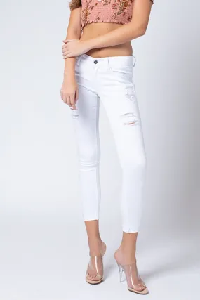 Kancan - Women's Low Rise Ankle Skinny Jeans - Distressed - KC6050