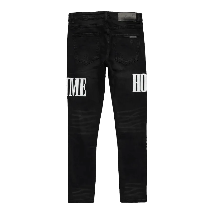 Letterman Denim Black White
