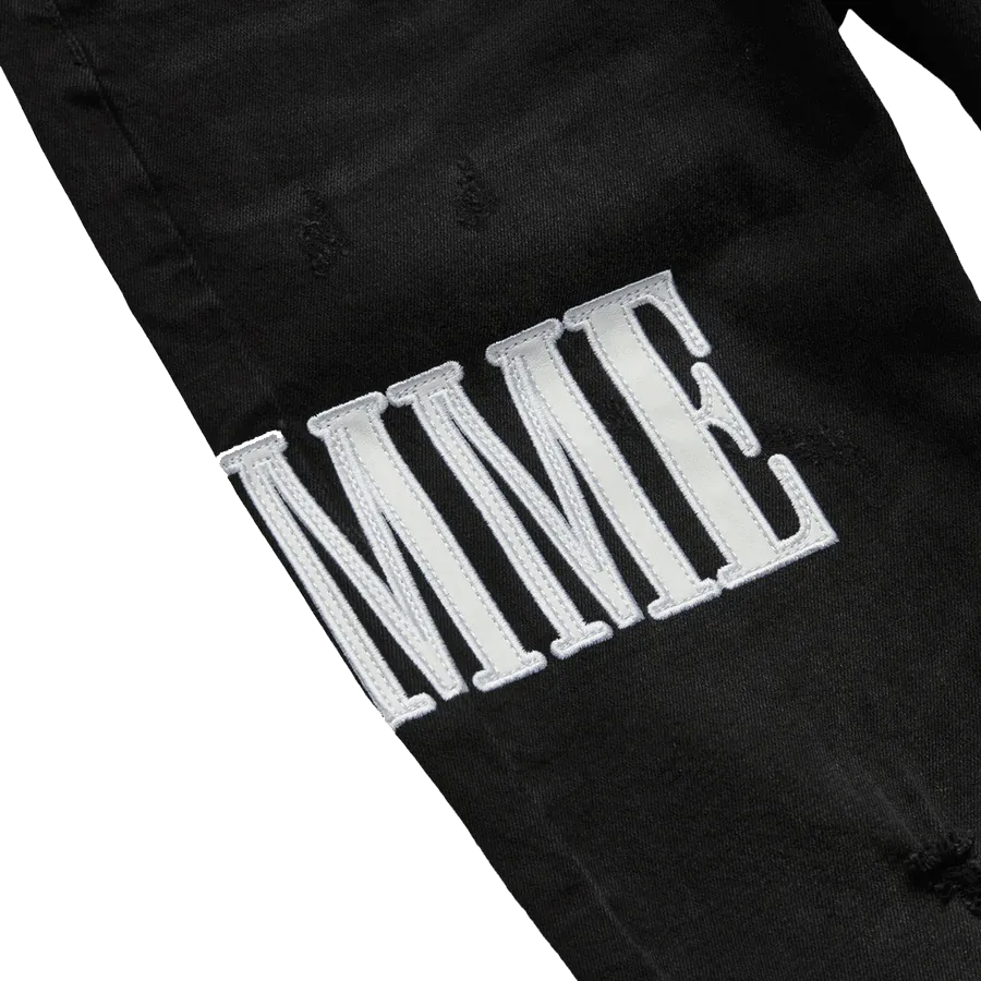 Letterman Denim Black White