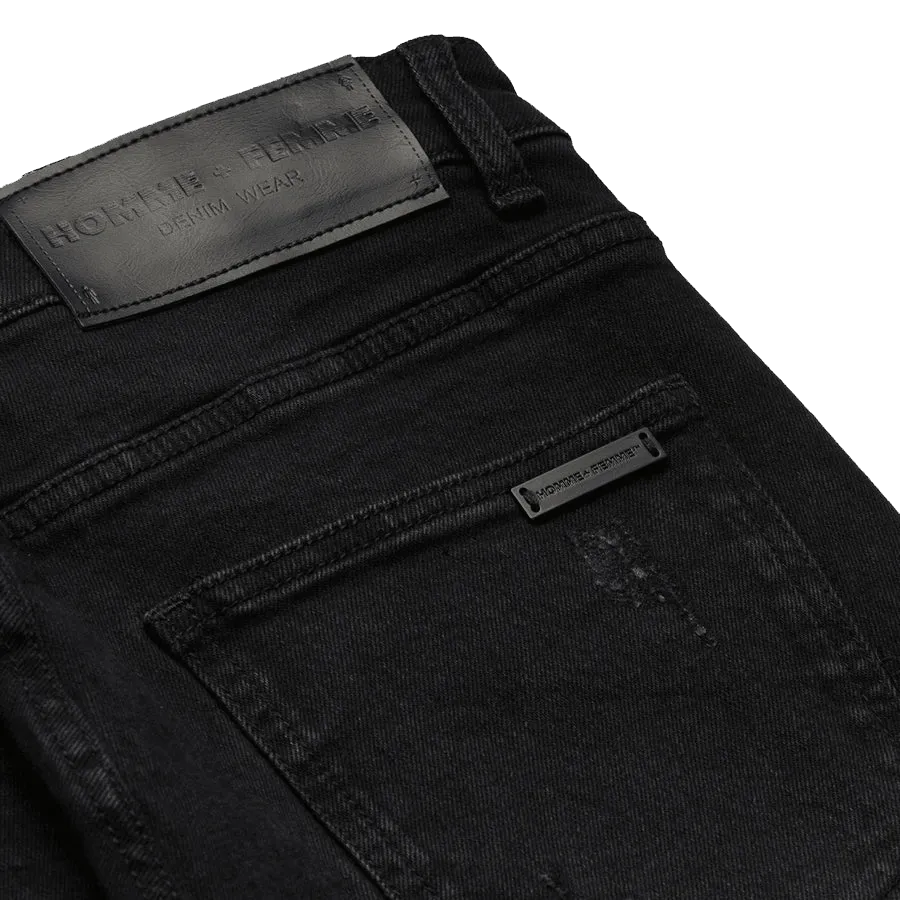 Letterman Denim Black White