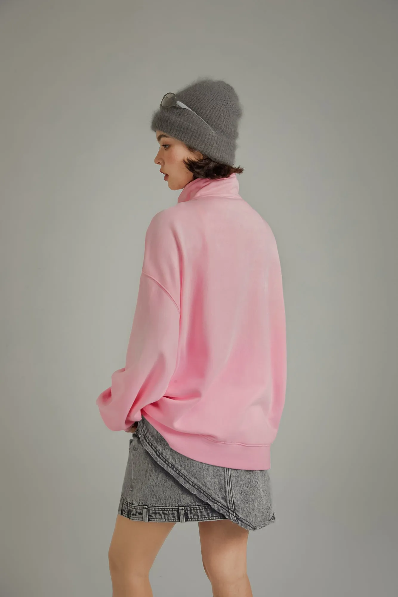 Logo Half Zip-Up Boxy Hoodie