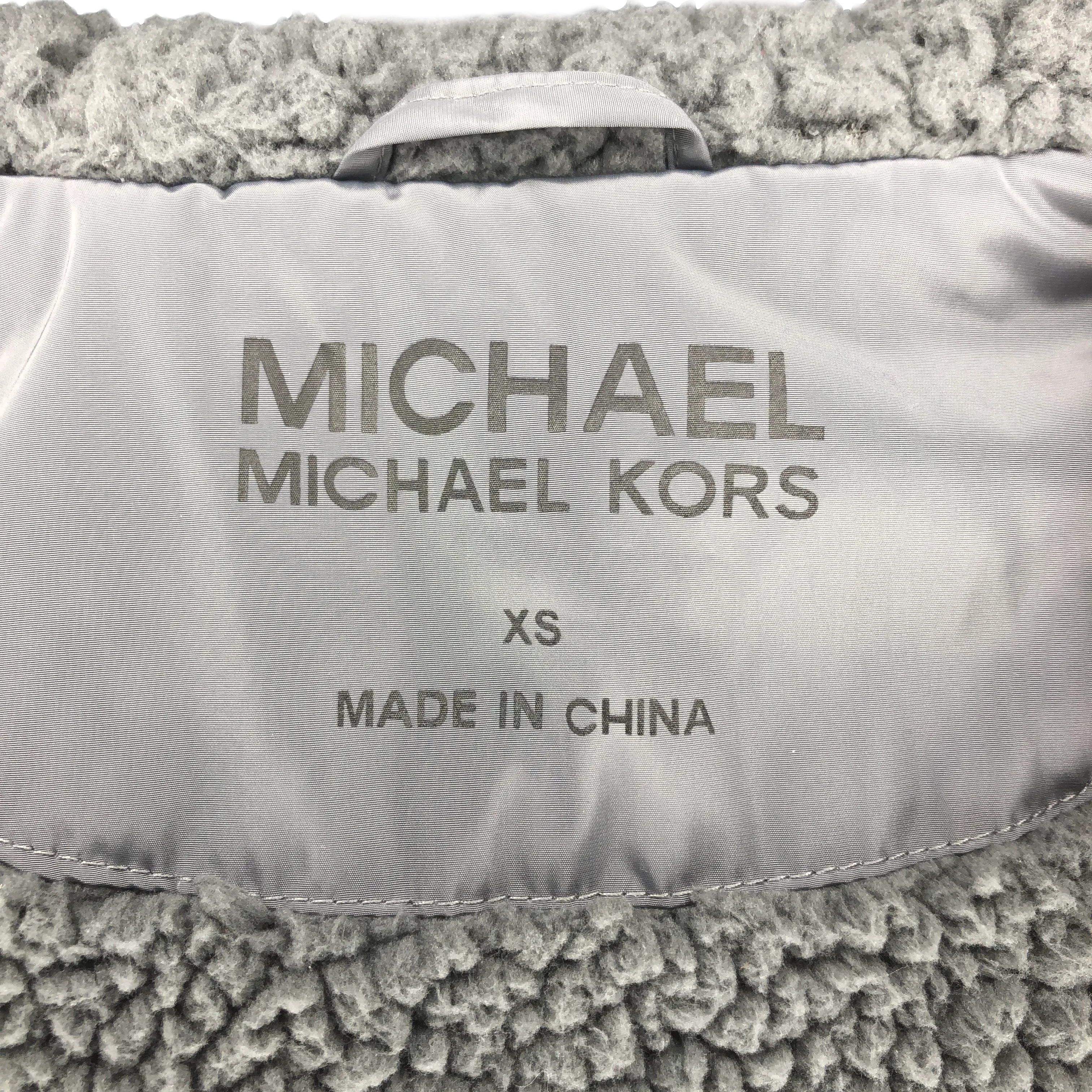 MICHAEL Michael Kors Gun Metal Missy Faux Shearling Lined Jacket - Size XS