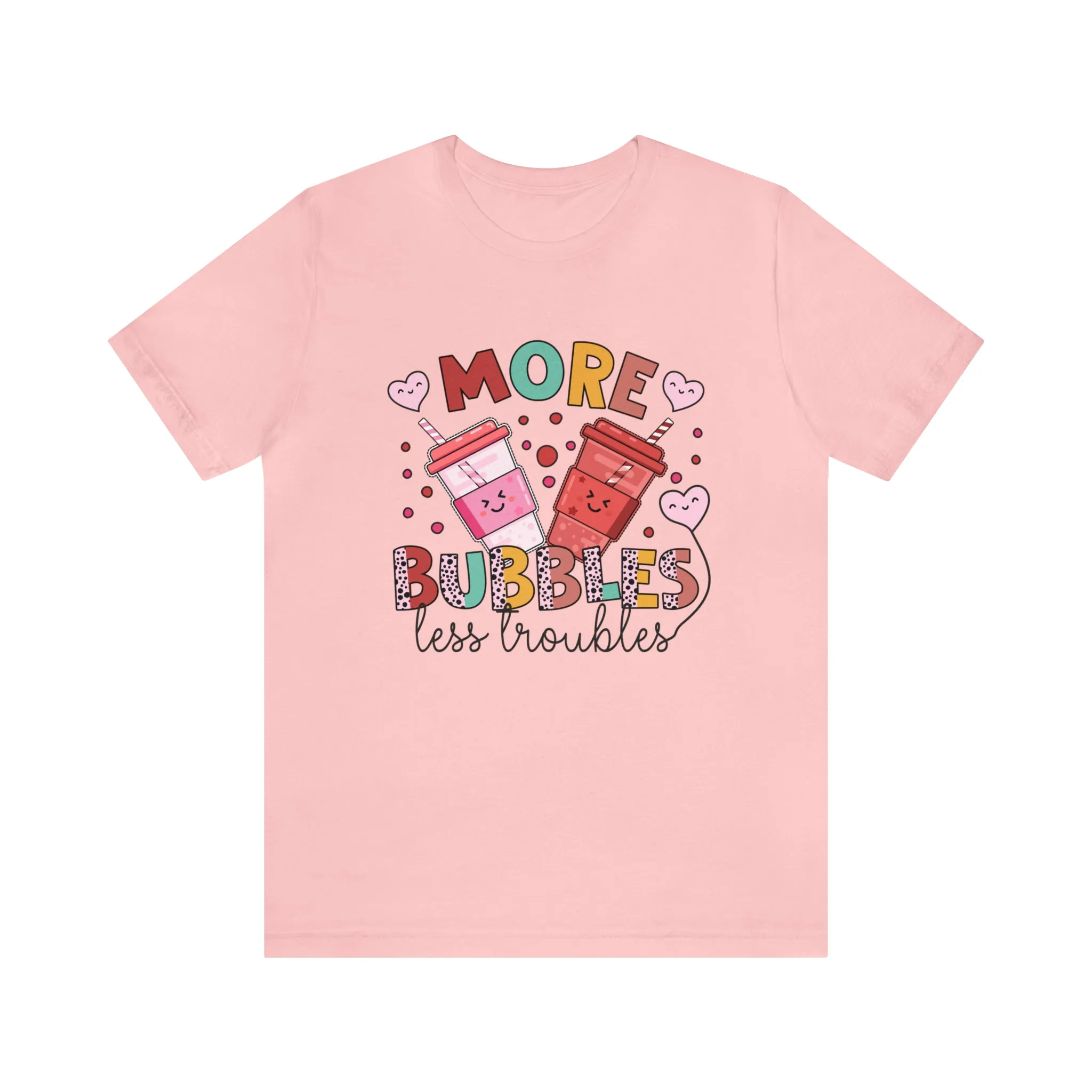 More Bubbles Less Troubles Cute Boba Tea Shirt | Cute Kawaii Shirt Bubble Tea Shirt | Bubble Tea Gift For Her | Unisex Jersey T-shirt