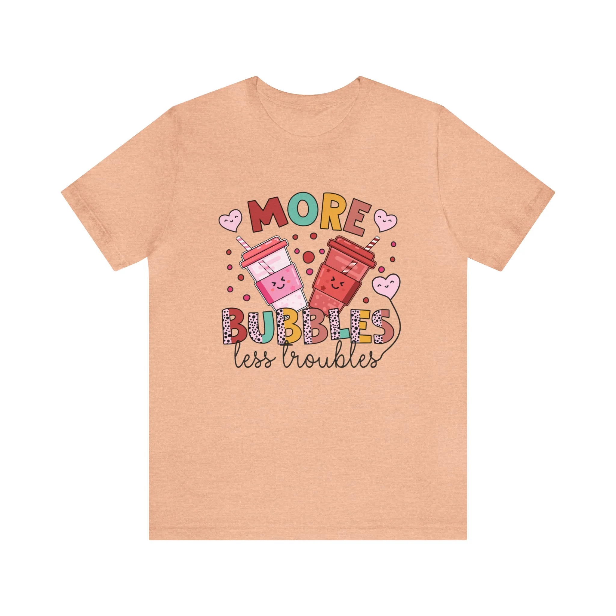 More Bubbles Less Troubles Cute Boba Tea Shirt | Cute Kawaii Shirt Bubble Tea Shirt | Bubble Tea Gift For Her | Unisex Jersey T-shirt