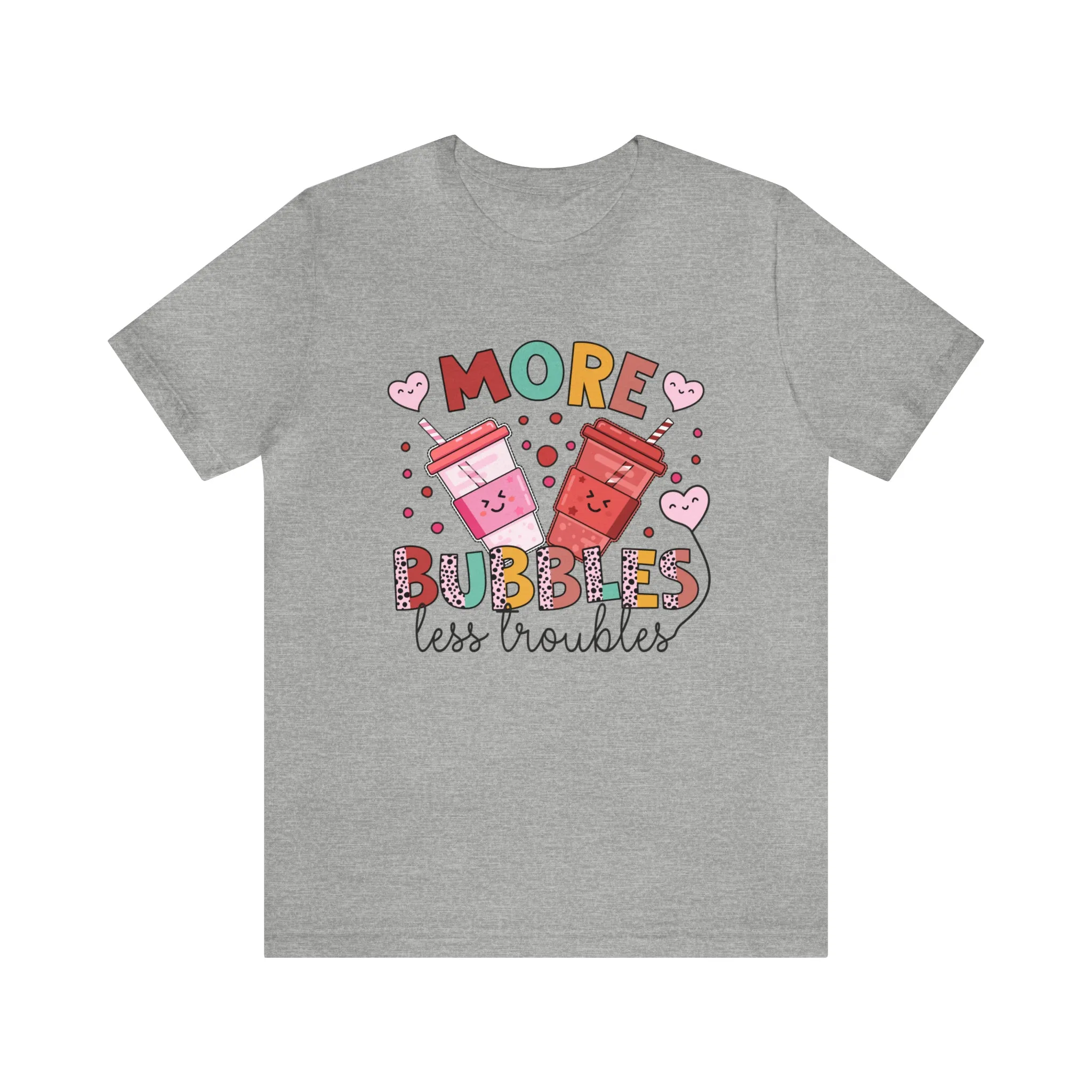 More Bubbles Less Troubles Cute Boba Tea Shirt | Cute Kawaii Shirt Bubble Tea Shirt | Bubble Tea Gift For Her | Unisex Jersey T-shirt