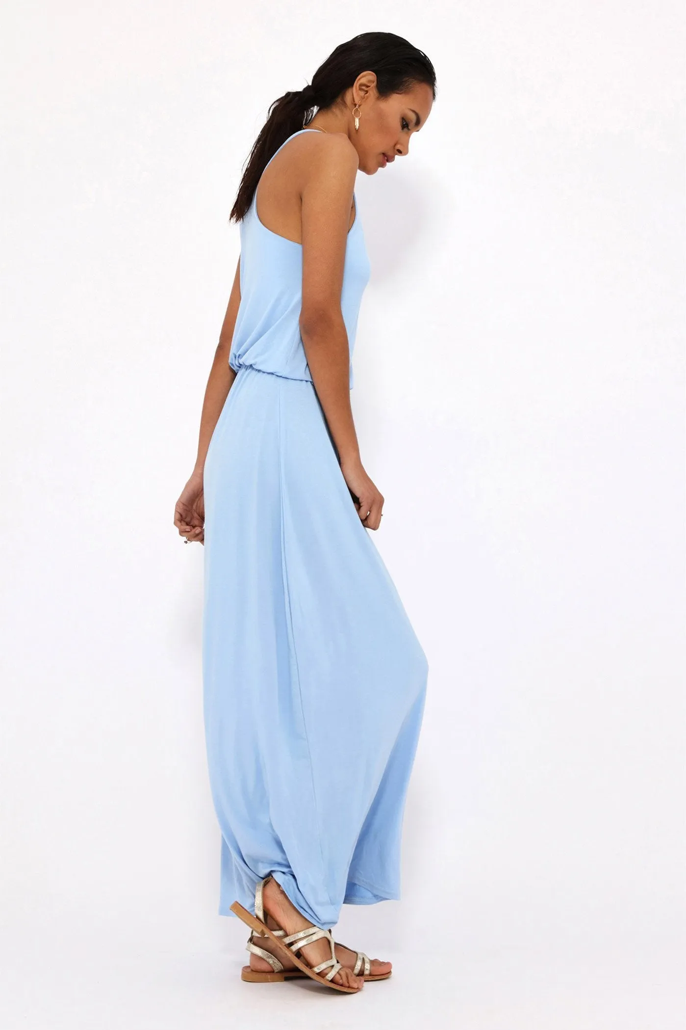 Pale Blue Racer Back Maxi Dress