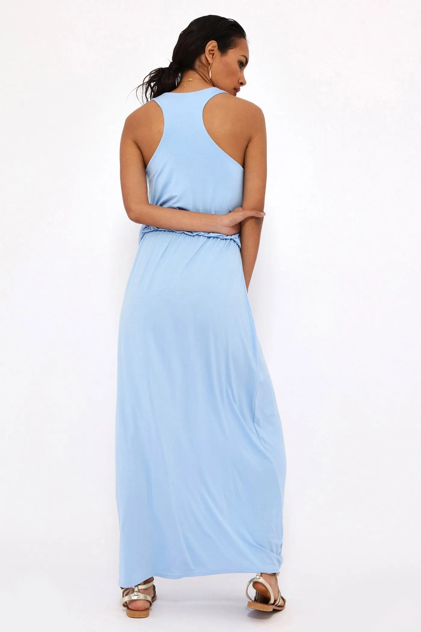 Pale Blue Racer Back Maxi Dress