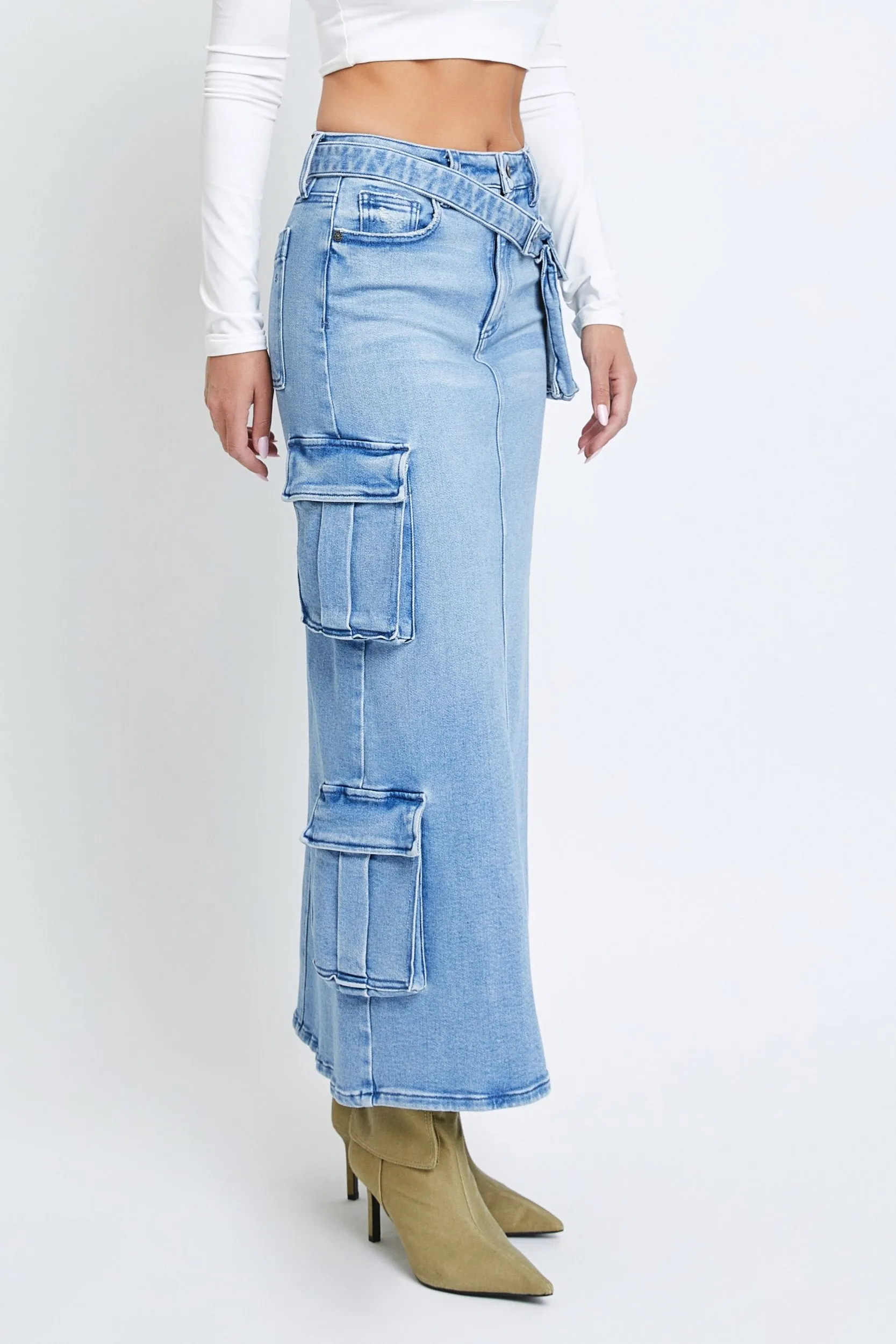 [Peyton] Pocket Belted Cargo Skirt