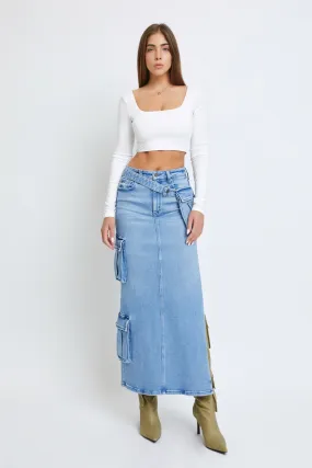 [Peyton] Pocket Belted Cargo Skirt