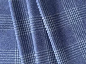 Plaid Cool Blue Deluge Stretch Wool Flannel (Made in Italy)