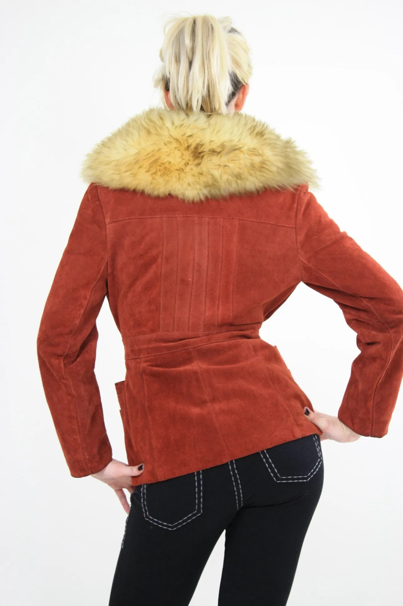 Vintage 70s boho suede leather shearling jacket